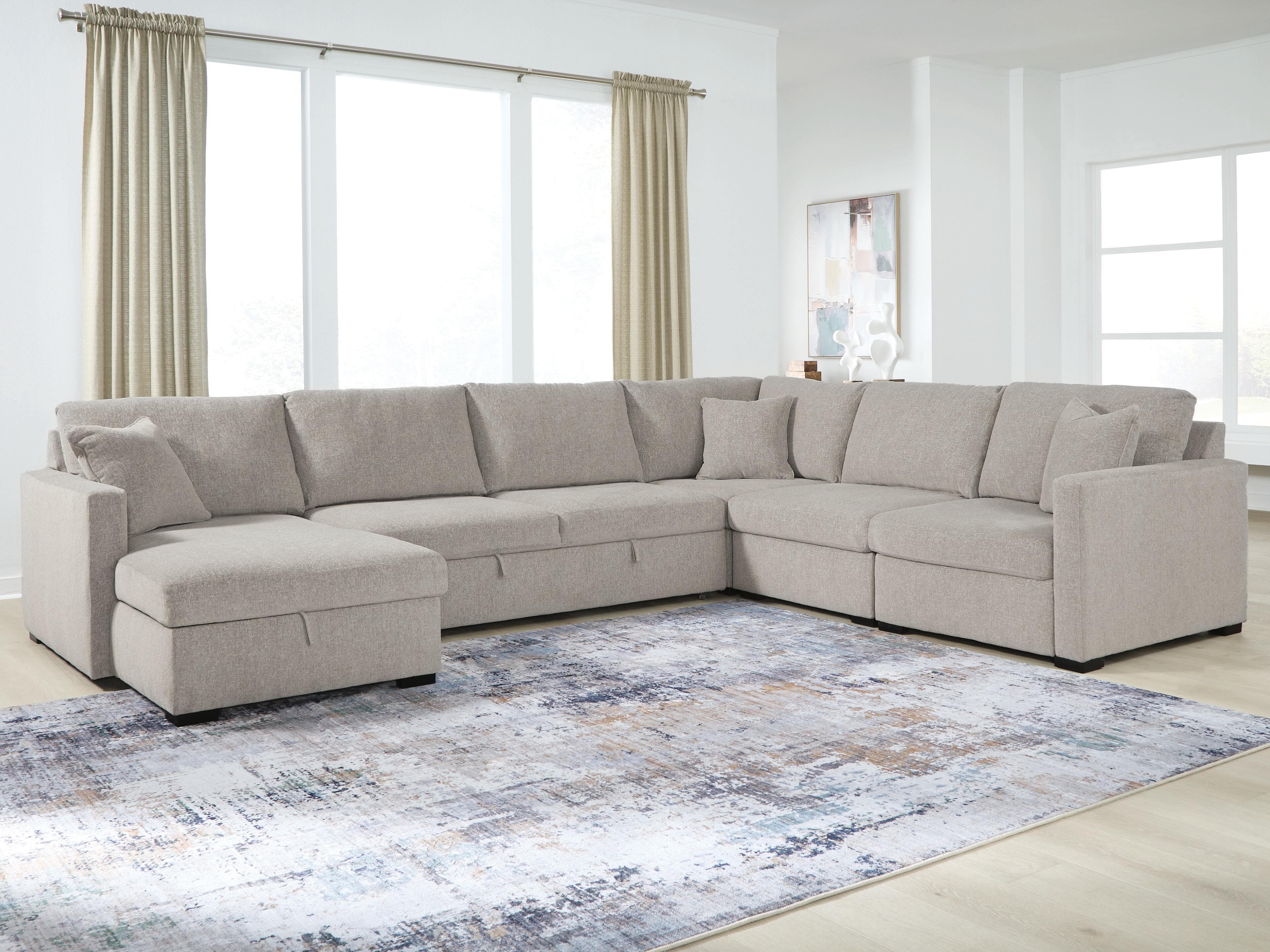ModMax Luxe 5-Piece Sectional with Storage Chaise and Pop Up Sleeper — Flint — view 2