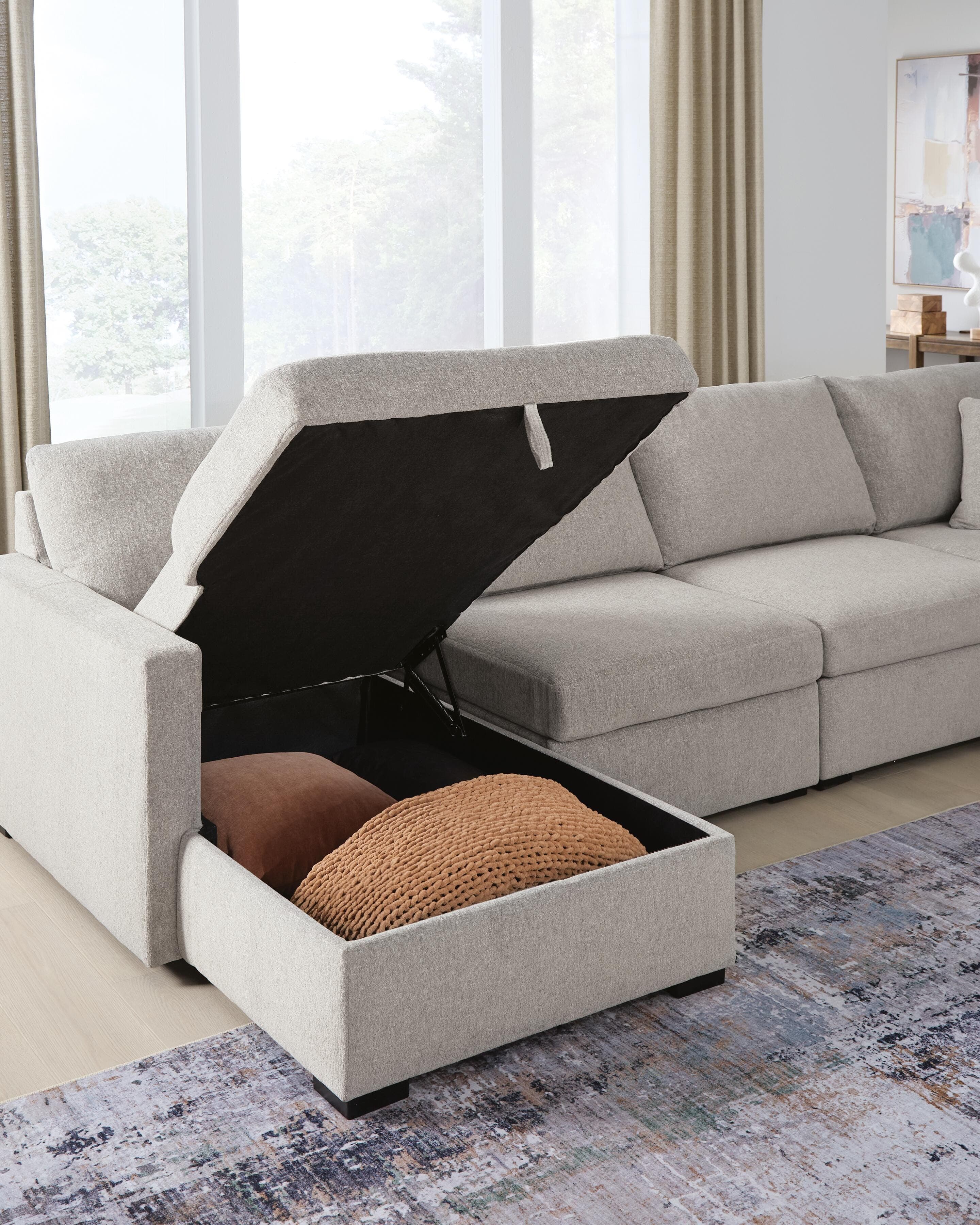 ModMax Luxe 4-Piece Double Storage Chaise Sectional — Flint — view 5