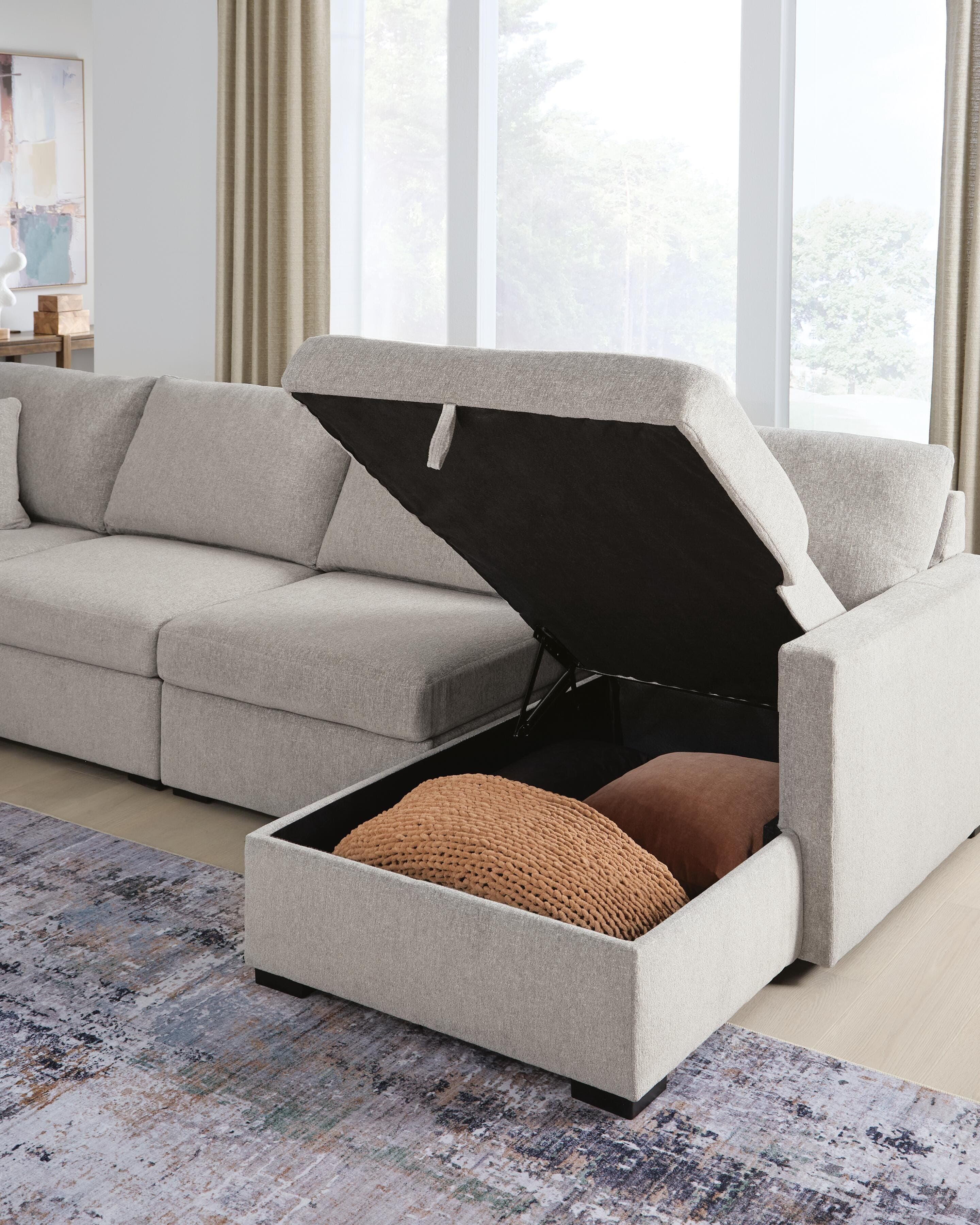 ModMax Luxe 4-Piece Double Storage Chaise Sectional — Flint — view 6