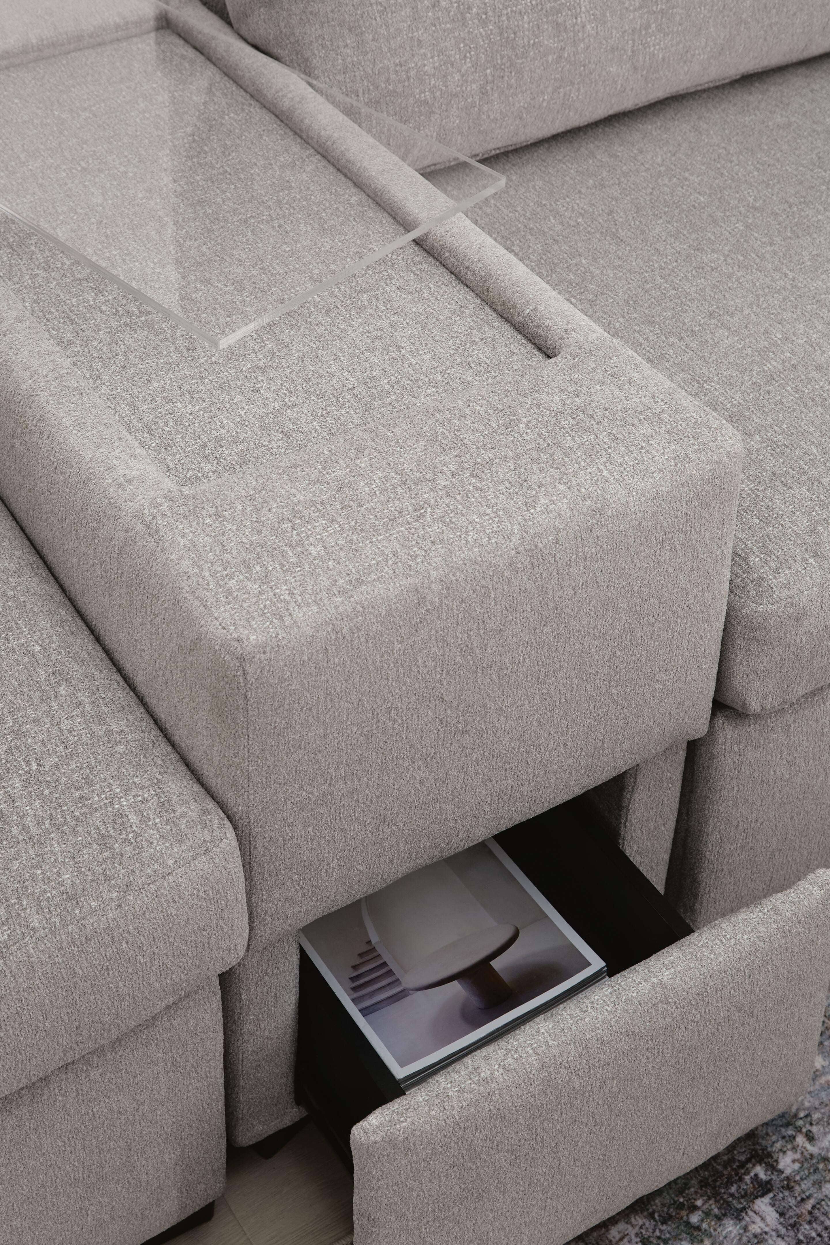 ModMax Luxe 5-Piece Double Chaise Sectional with Storage Consoles — Flint — view 3