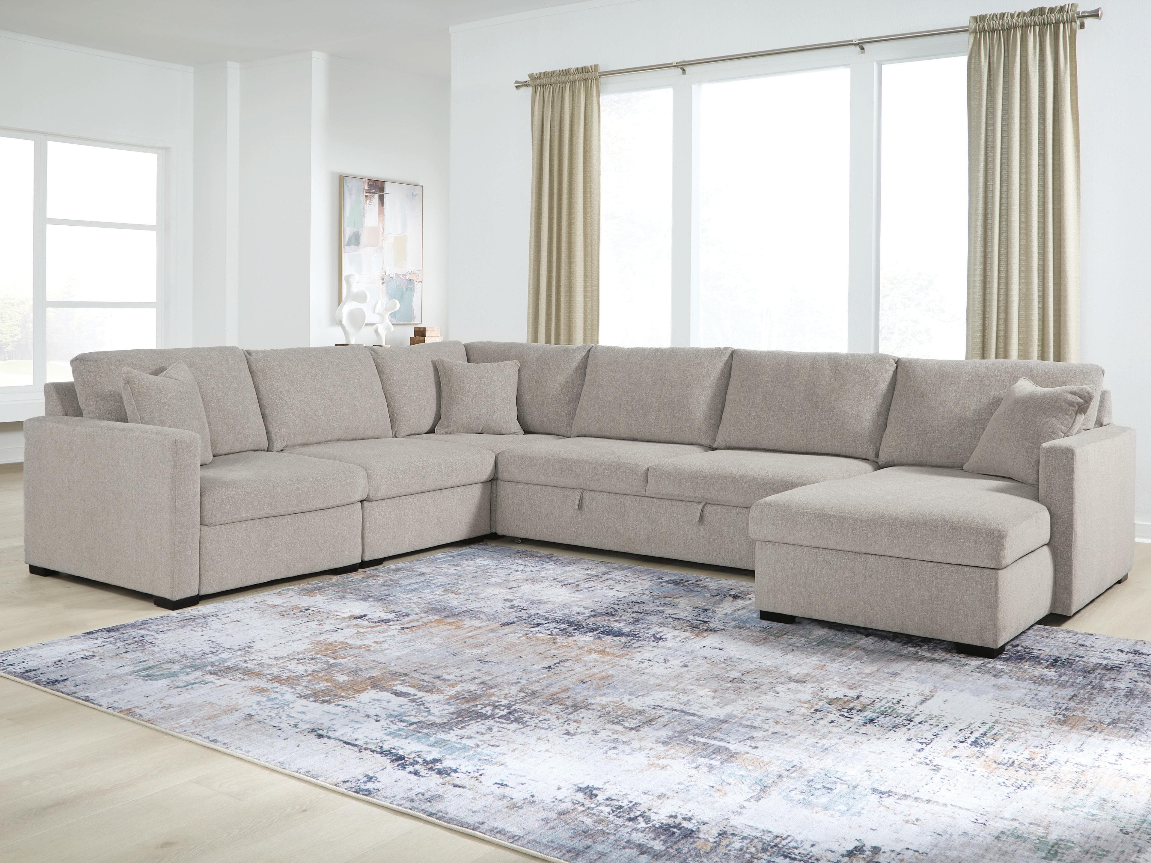 ModMax Luxe 5-Piece Sectional with Chaise and Pop Up Sleeper — Flint — view 2