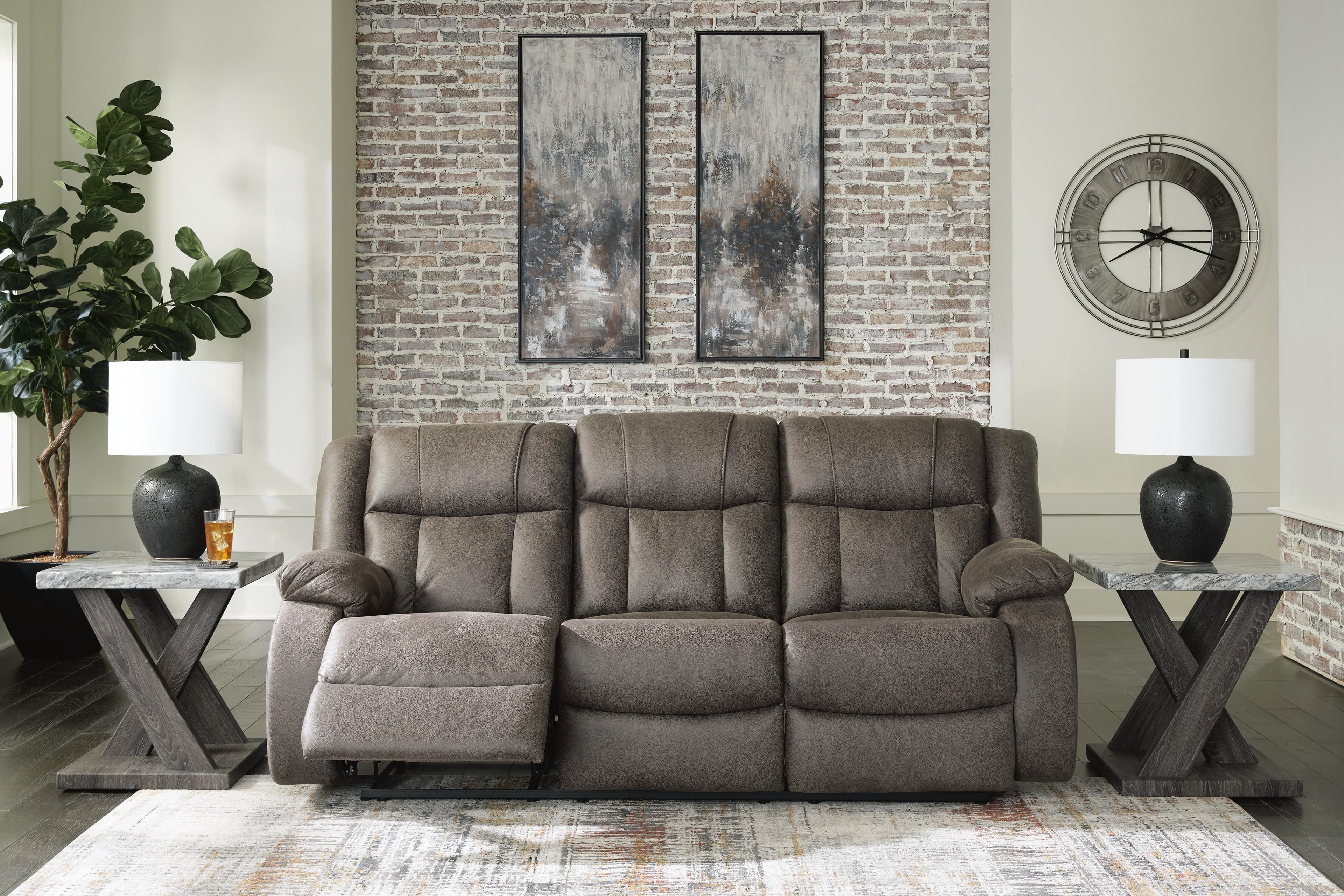 First Base Reclining Sofa — Black/Gray — view 7