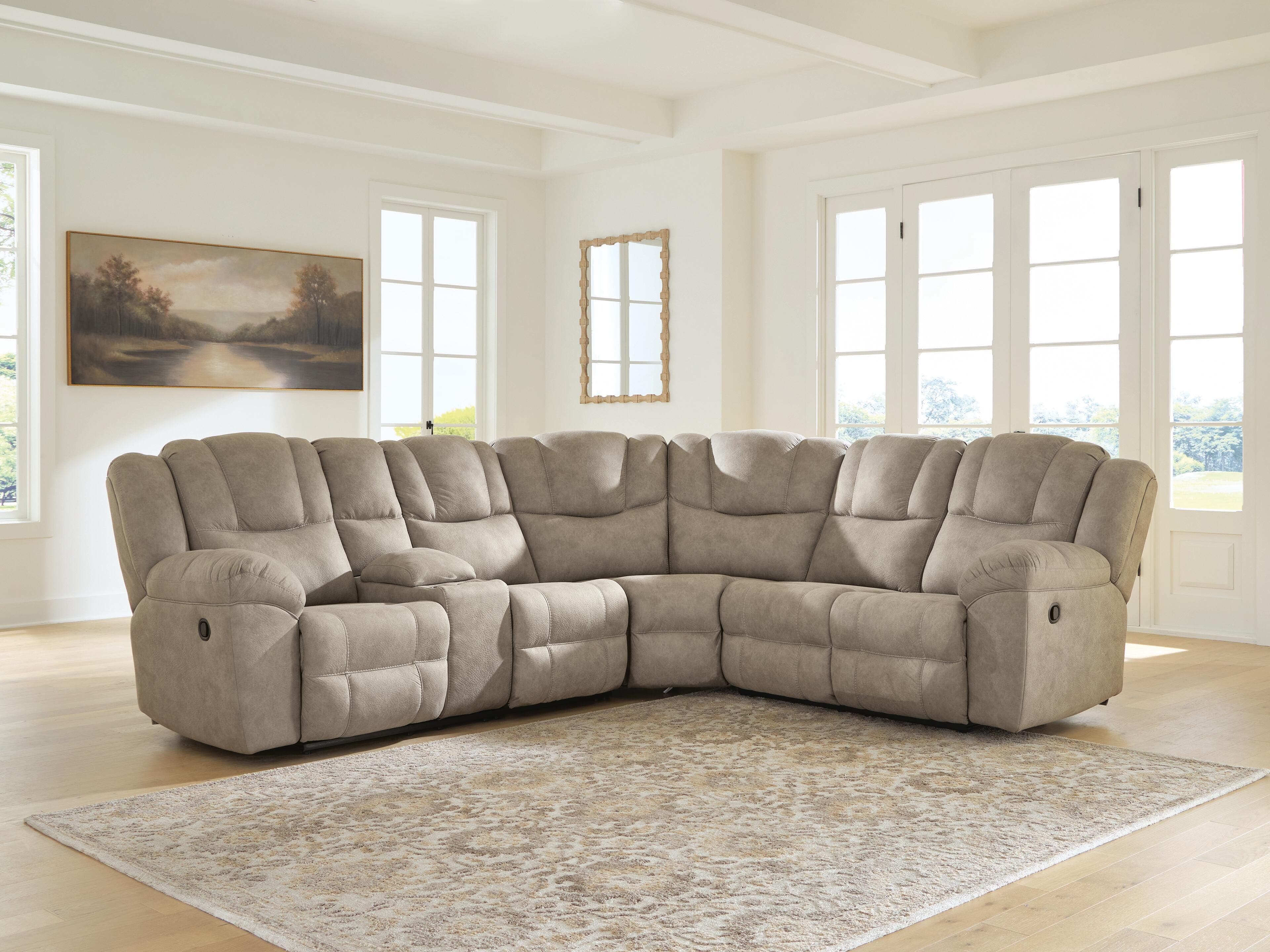 Ravenswaye 3-Piece Reclining Sectional with Console — Birch — view 2