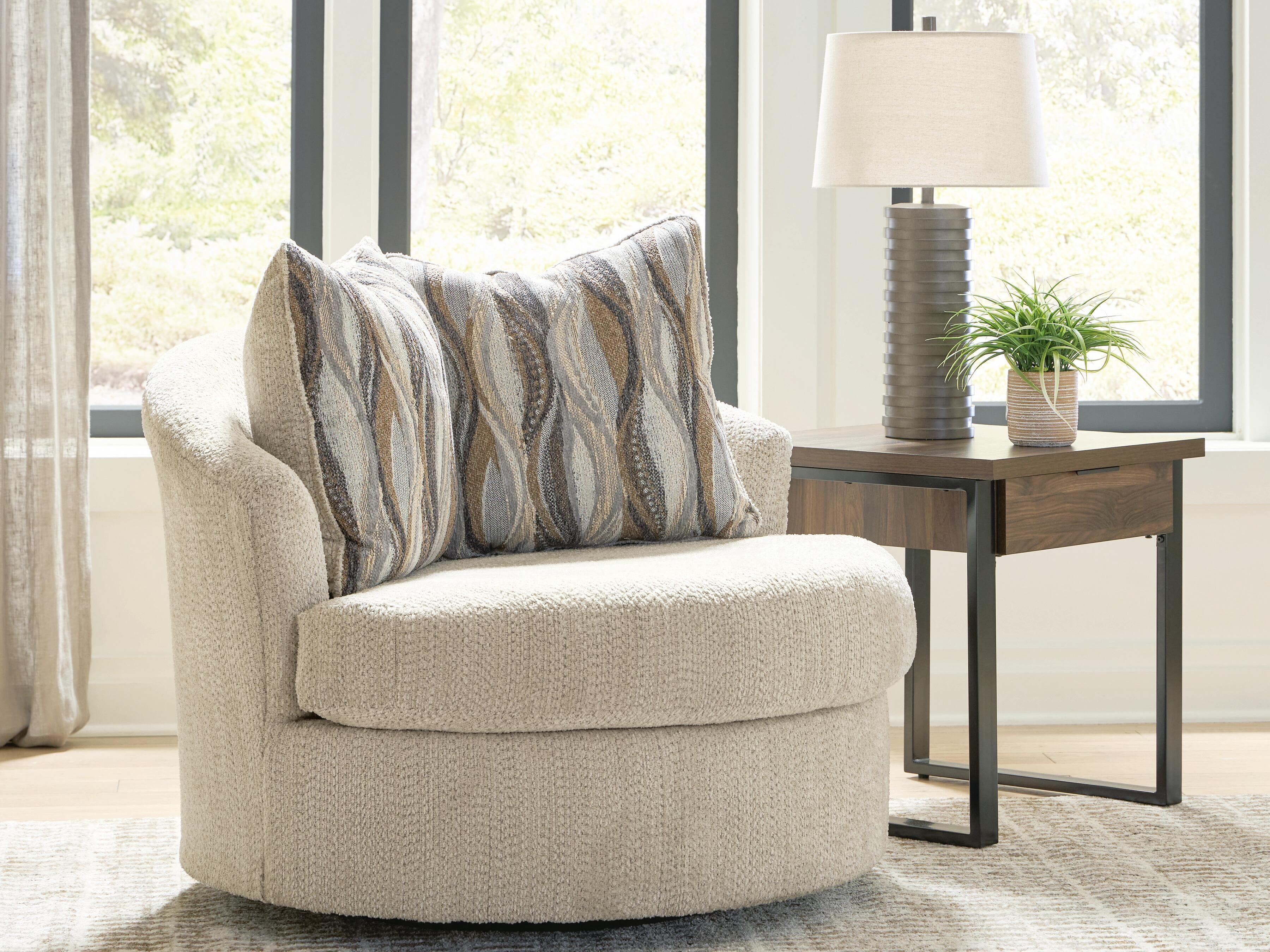 Crespino Swivel Accent Chair — Brown/Beige — view 2