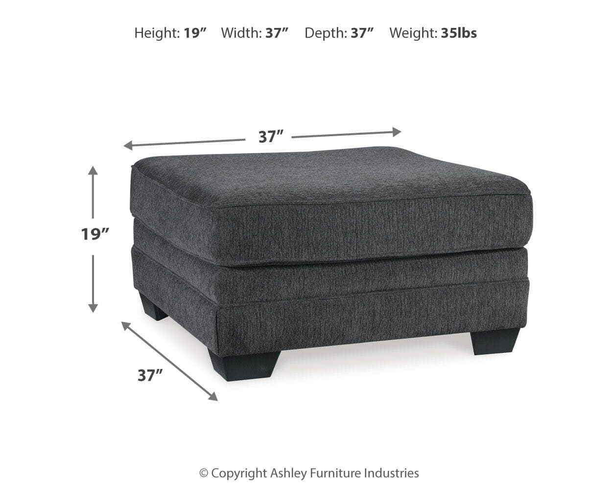 Tracling Oversized Ottoman — Black/Gray — view 4