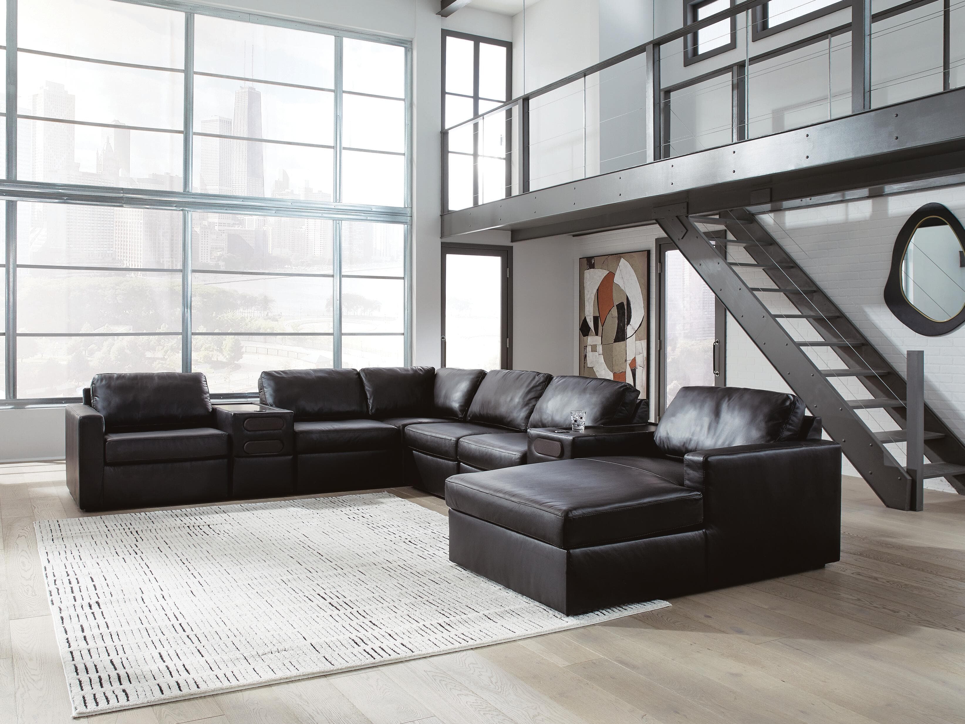 Modmax II 8-Piece Sectional with Chaise and Audio Consoles — Black — view 2