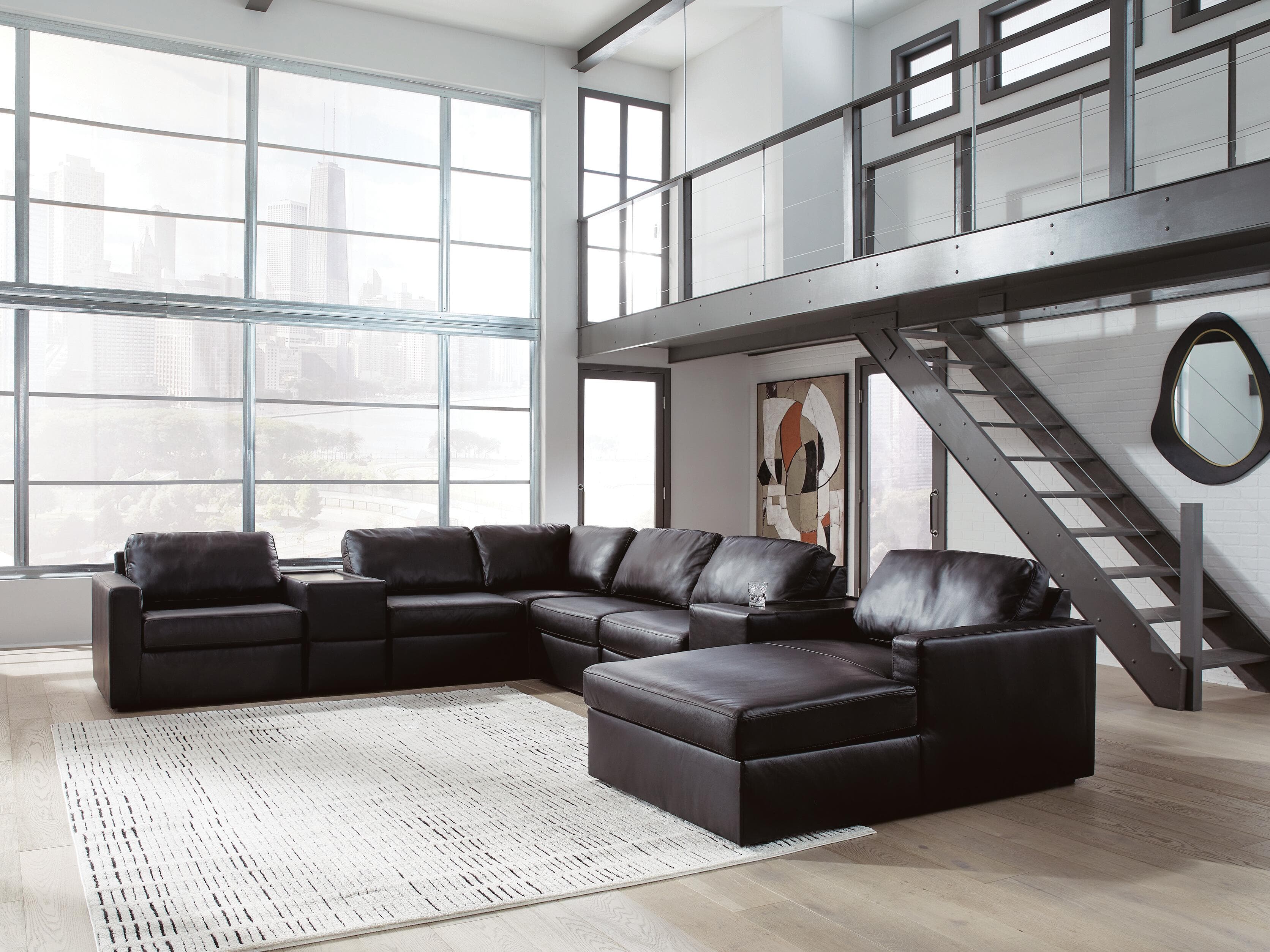 Modmax II 8-Piece Sectional with Chaise and Storage Consoles — Black — view 2