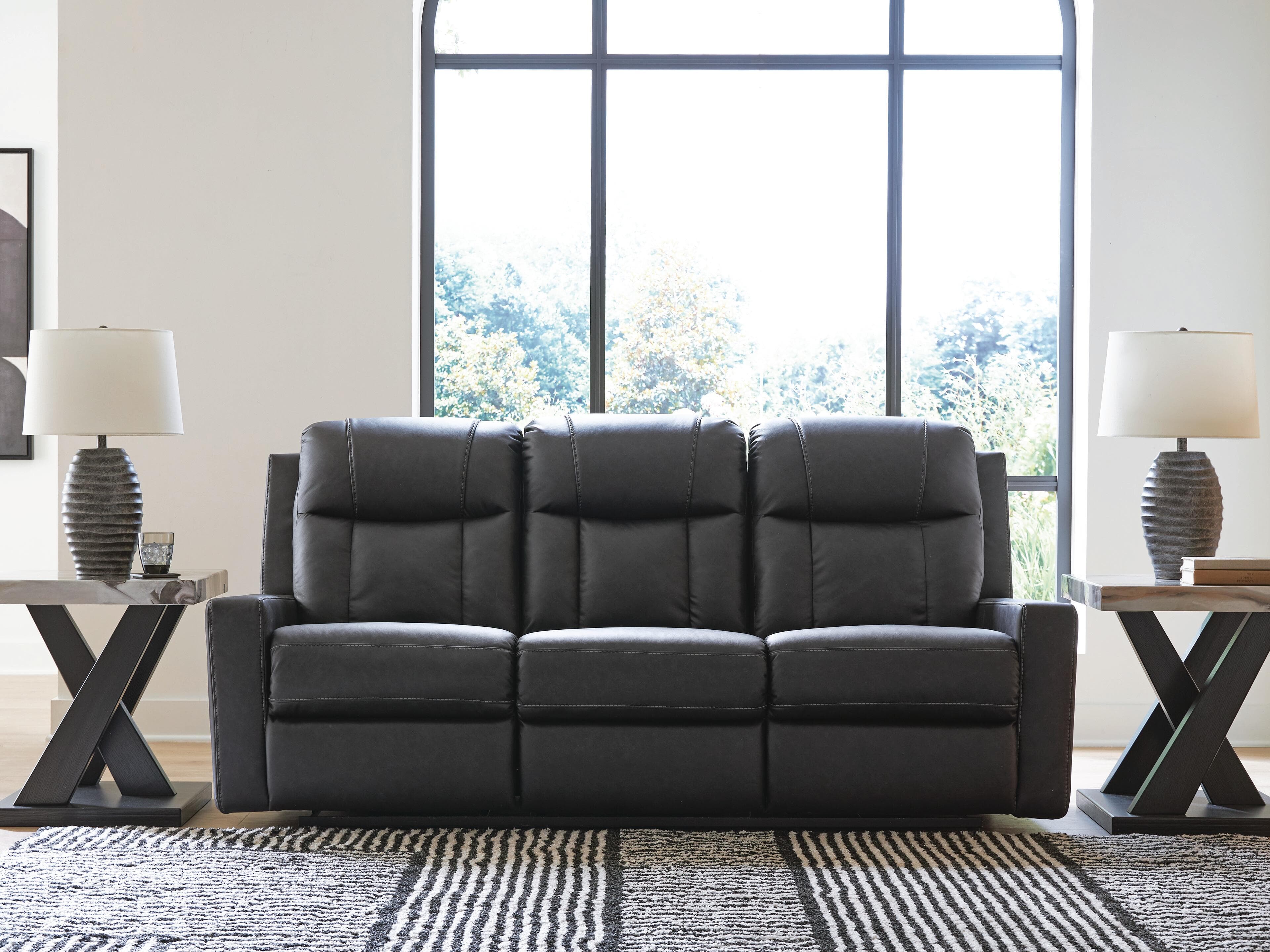 Mackmenville Reclining Sofa — Black/Gray — view 2