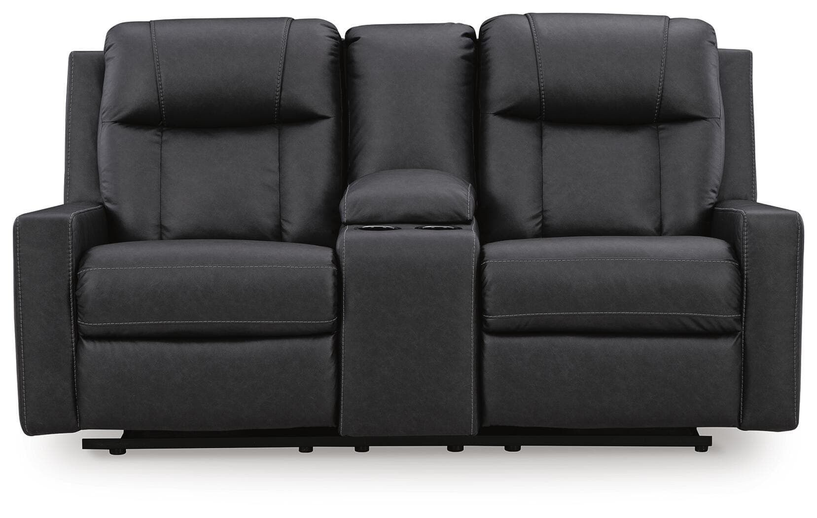 Mackmenville Reclining Loveseat with Console — Black/Gray — view 4