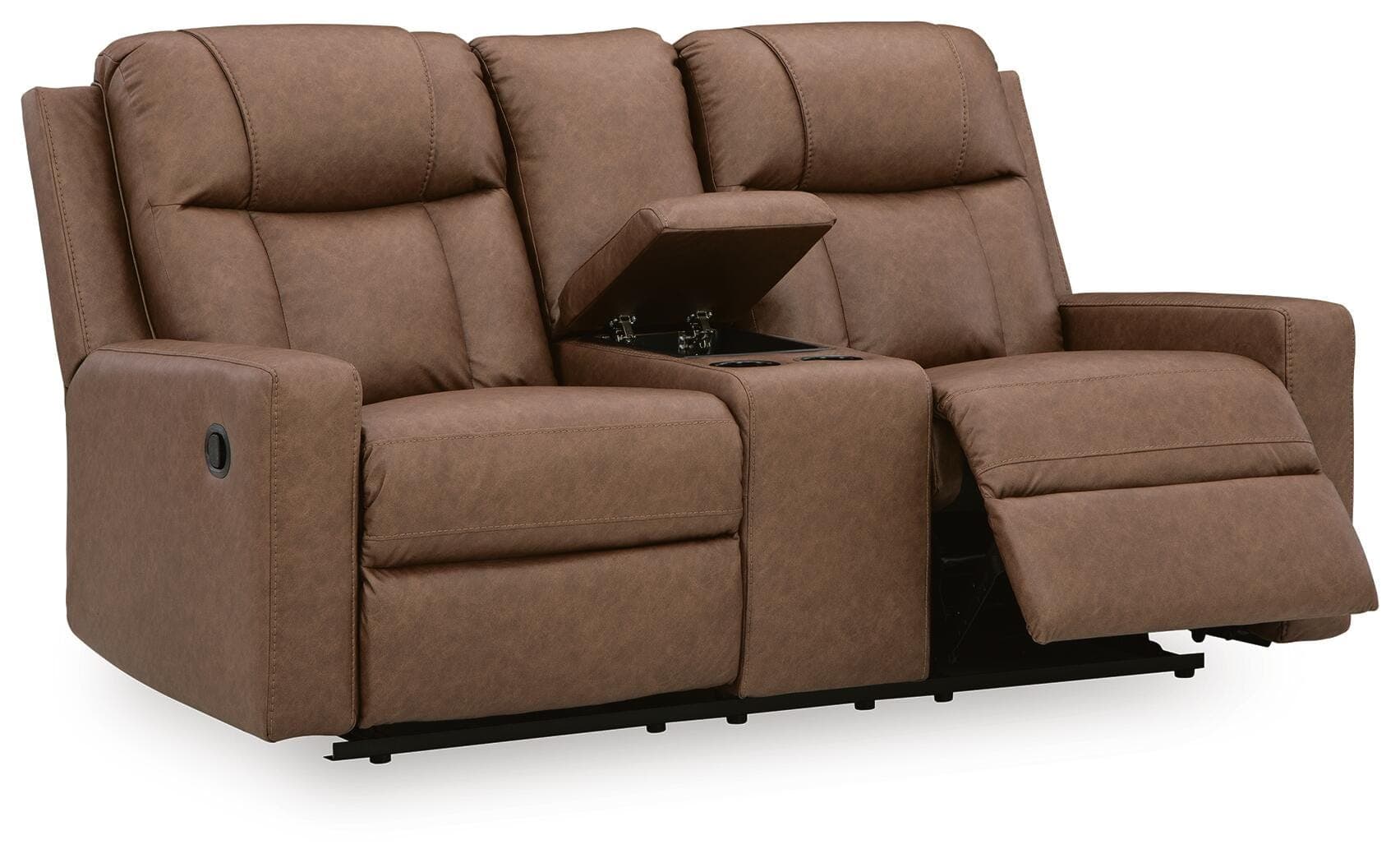 Mackmenville Reclining Loveseat with Console — Brown/Beige — view 3