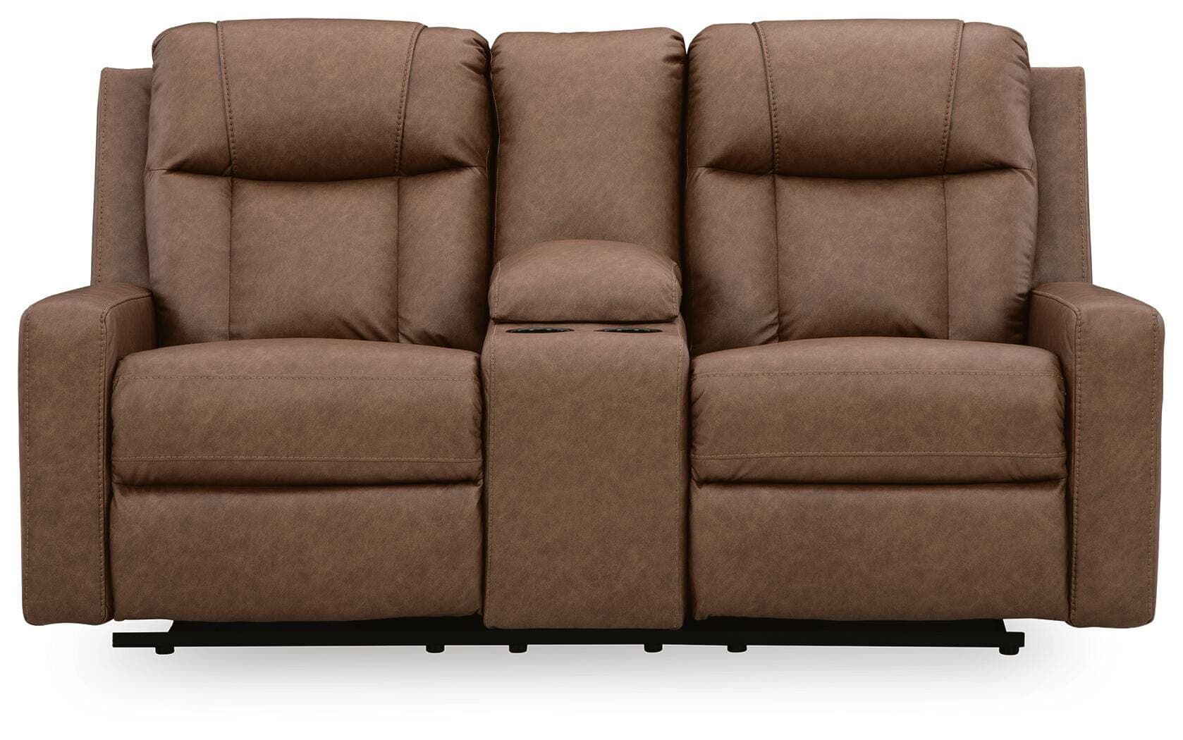 Mackmenville Reclining Loveseat with Console — Brown/Beige — view 4