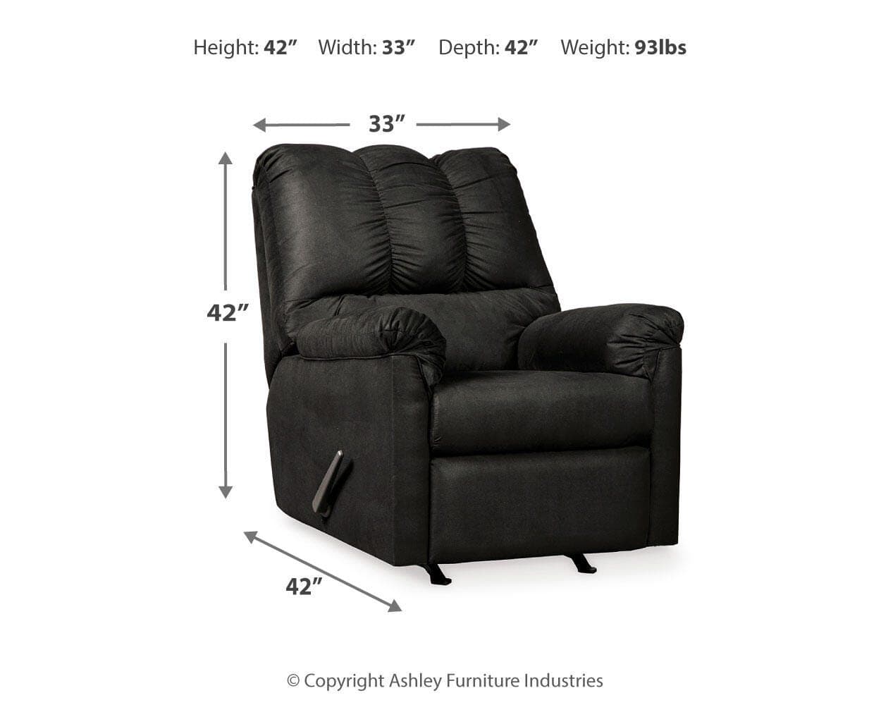 Darcy Recliner — Black/Gray — view 4
