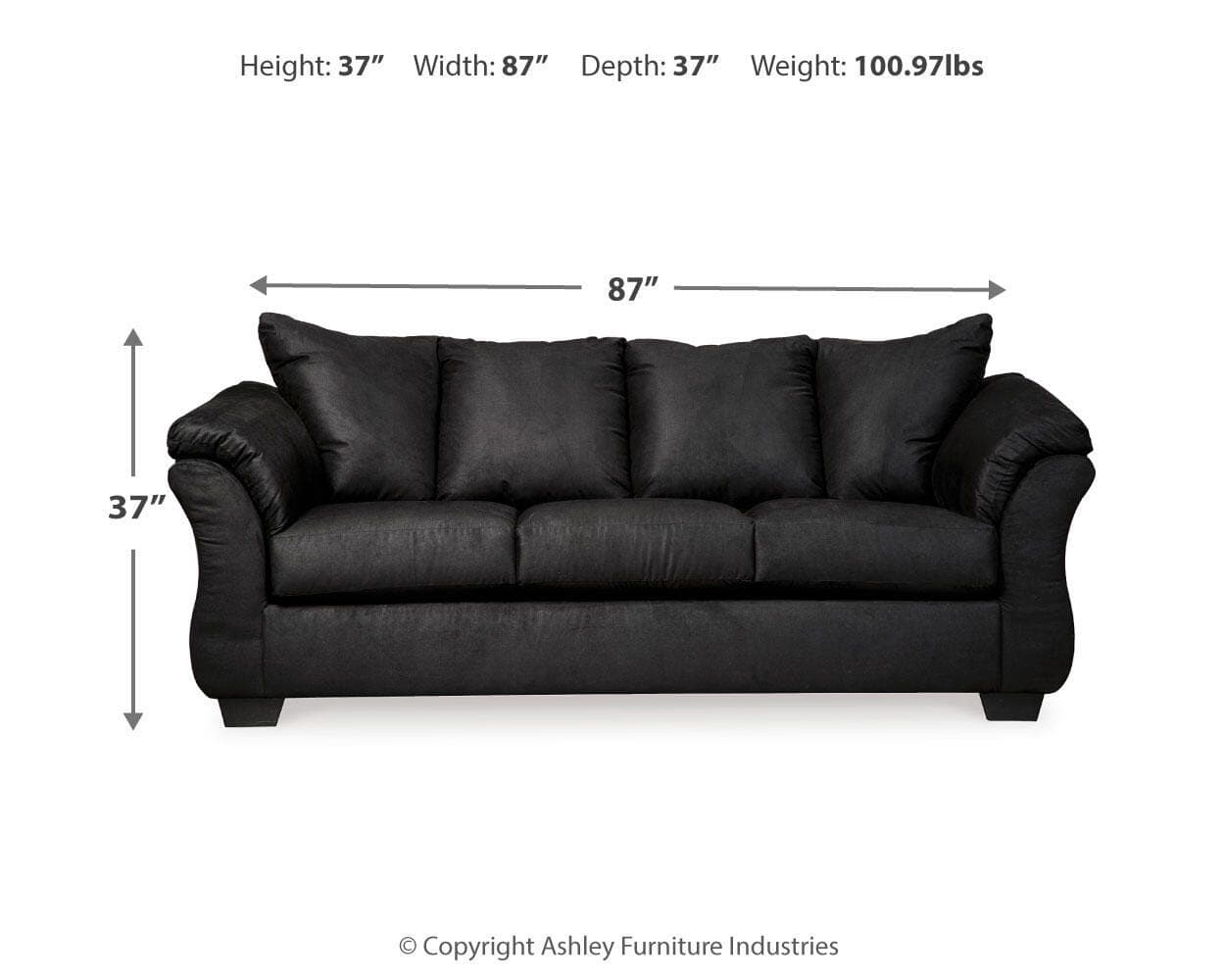 Darcy Sofa — Black/Gray — view 3