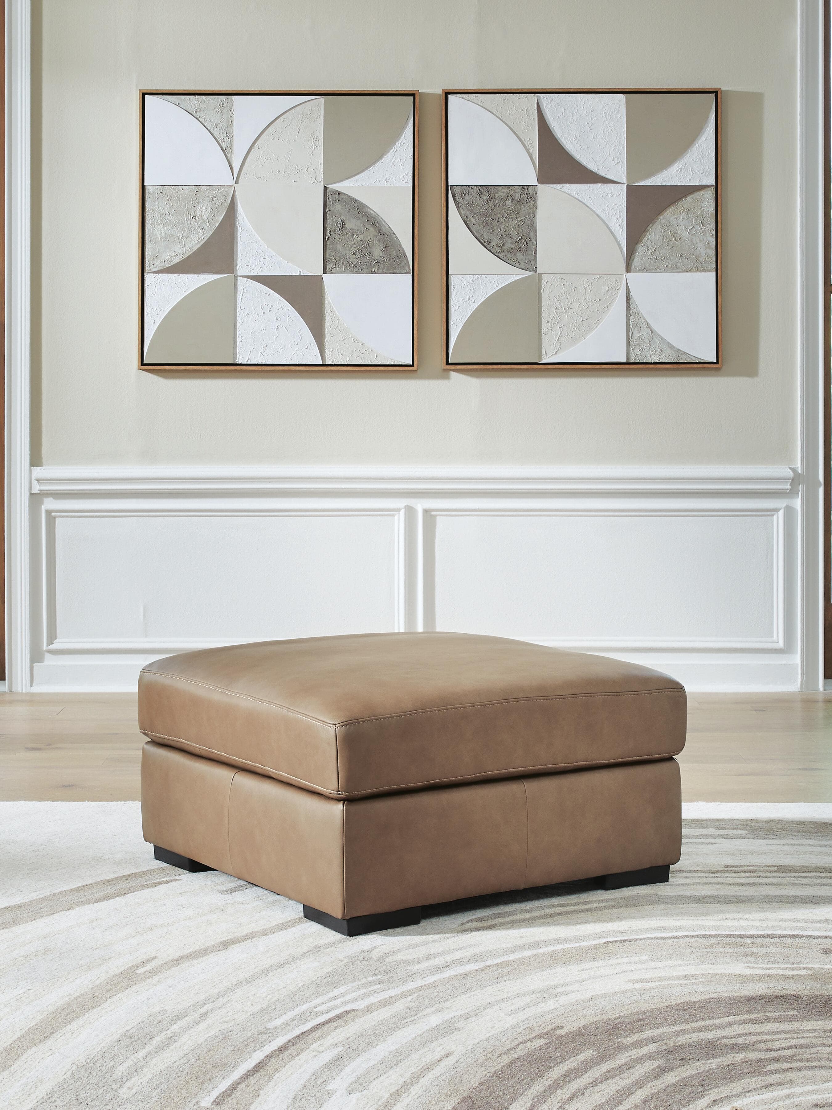 Veronella Oversized Accent Ottoman — Brown/Beige — view 2