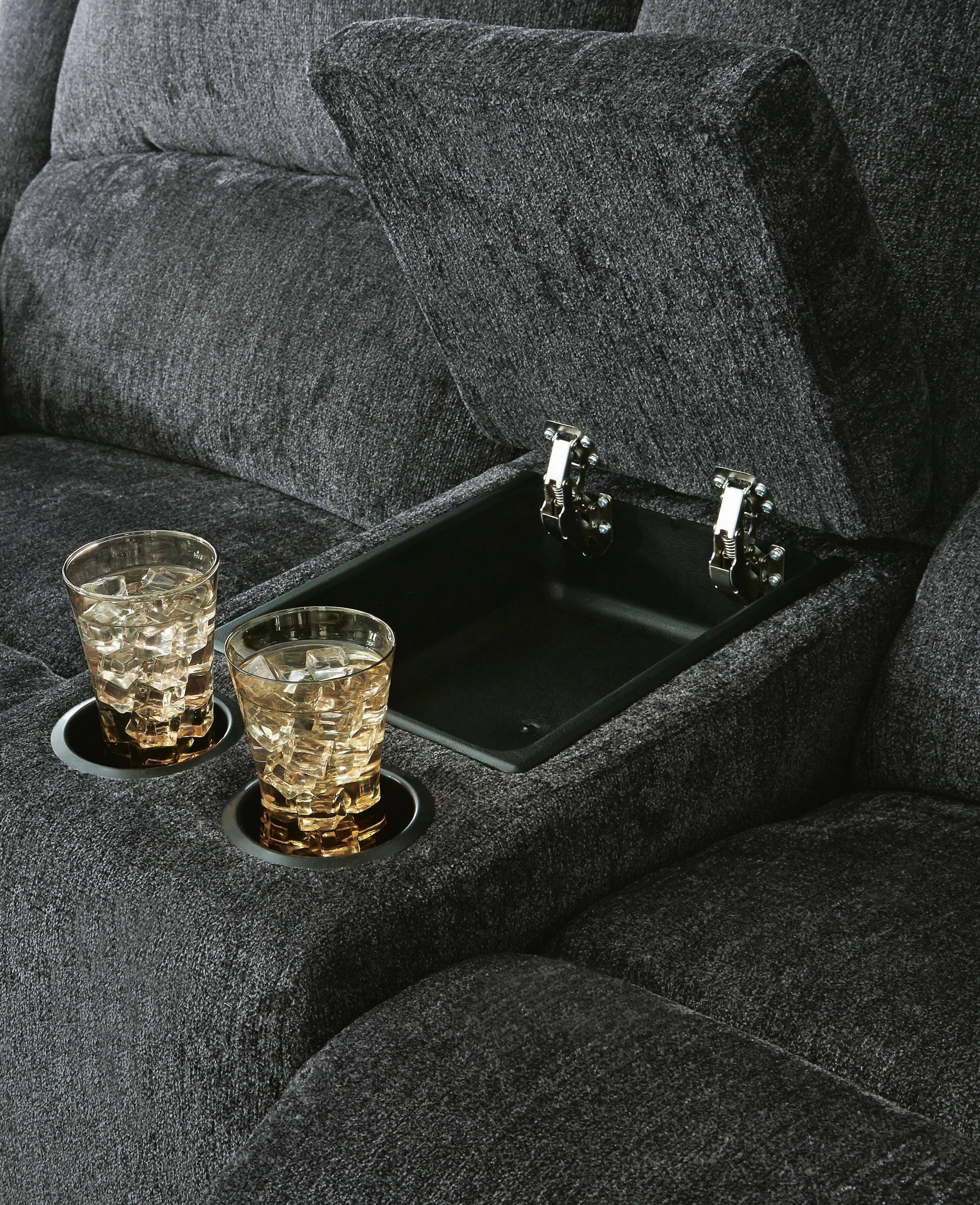 Draycoll Power Reclining Loveseat with Console — Black/Gray — view 5