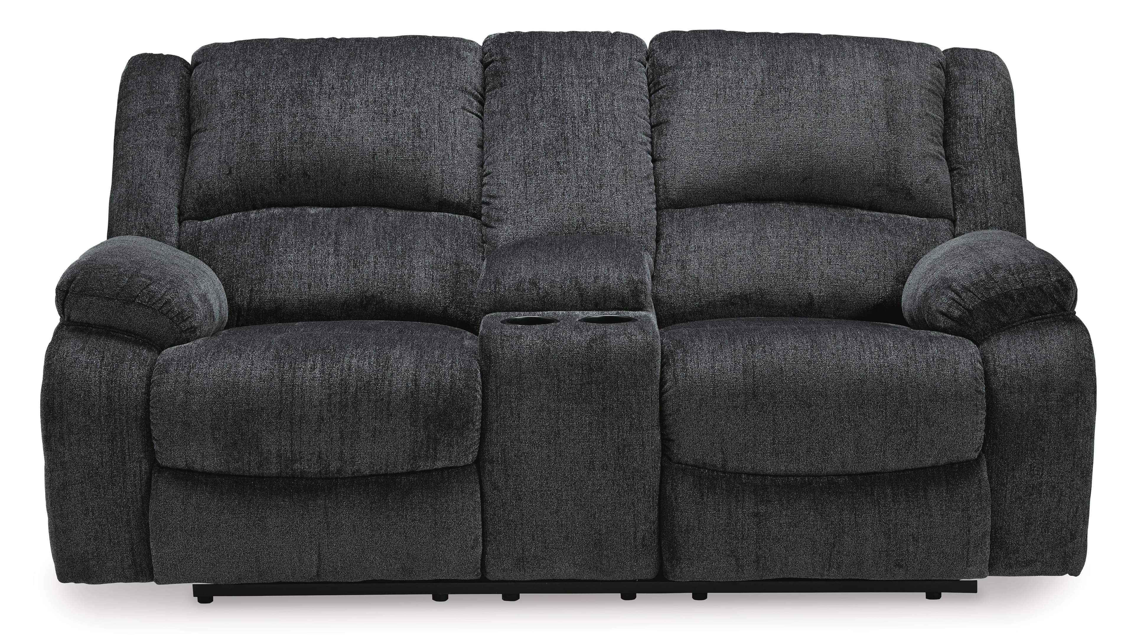 Draycoll Power Reclining Loveseat with Console — Black/Gray — view 4