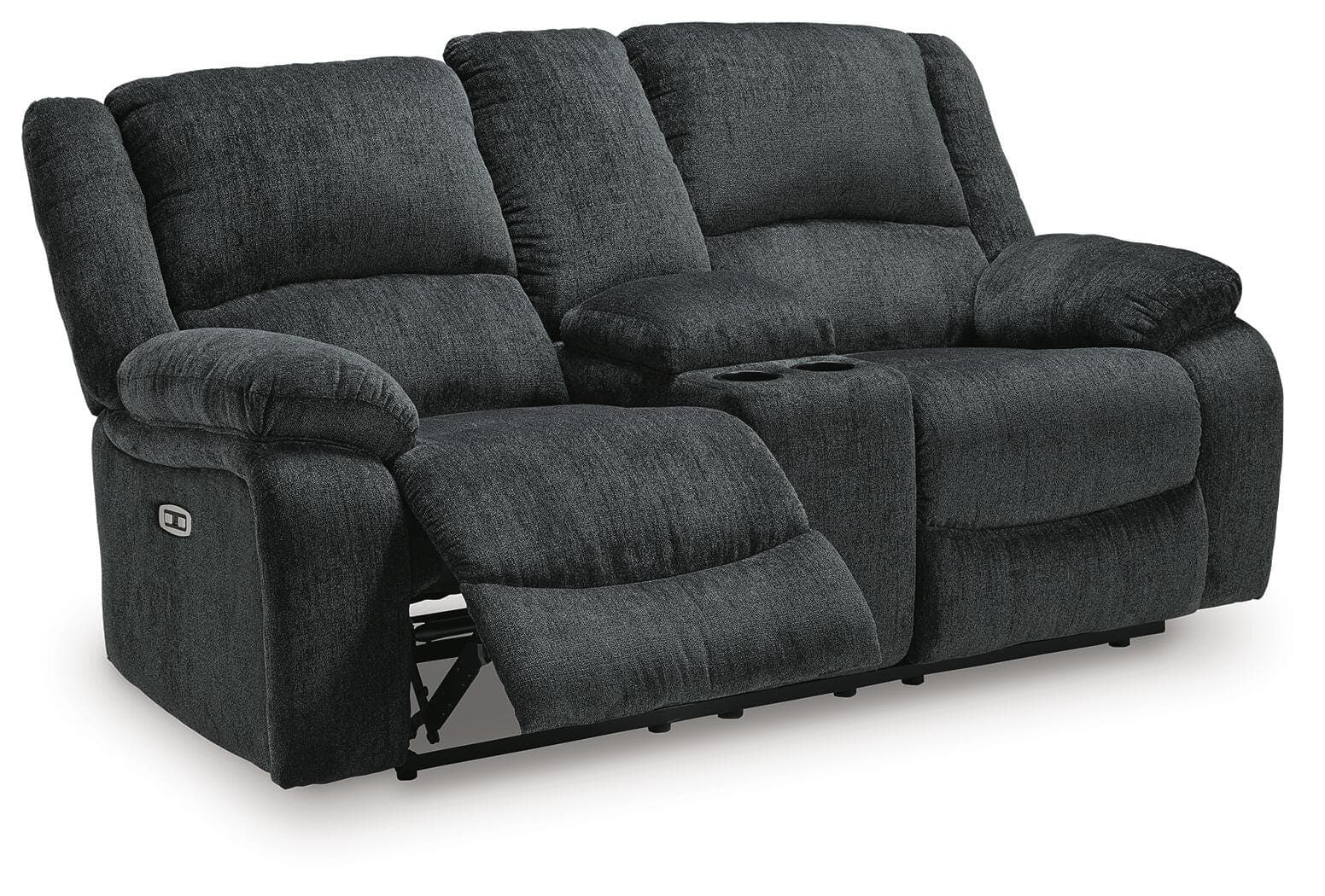Draycoll Power Reclining Loveseat with Console — Black/Gray — view 3