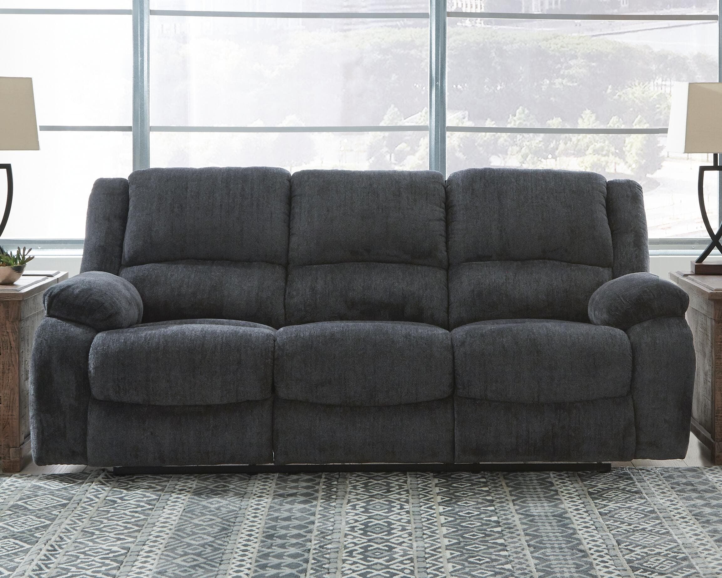 Draycoll Reclining Sofa — Black/Gray — view 2