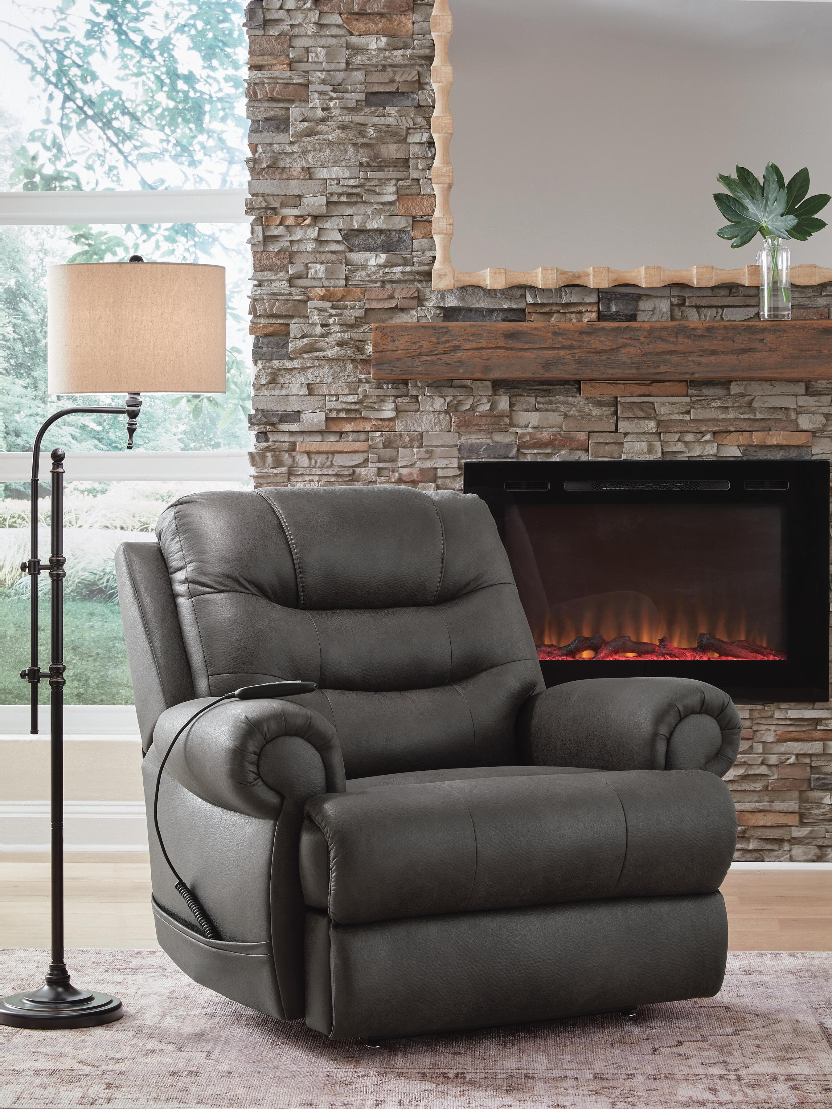 Created Comfort Power Lift Recliner — Black/Gray — view 2