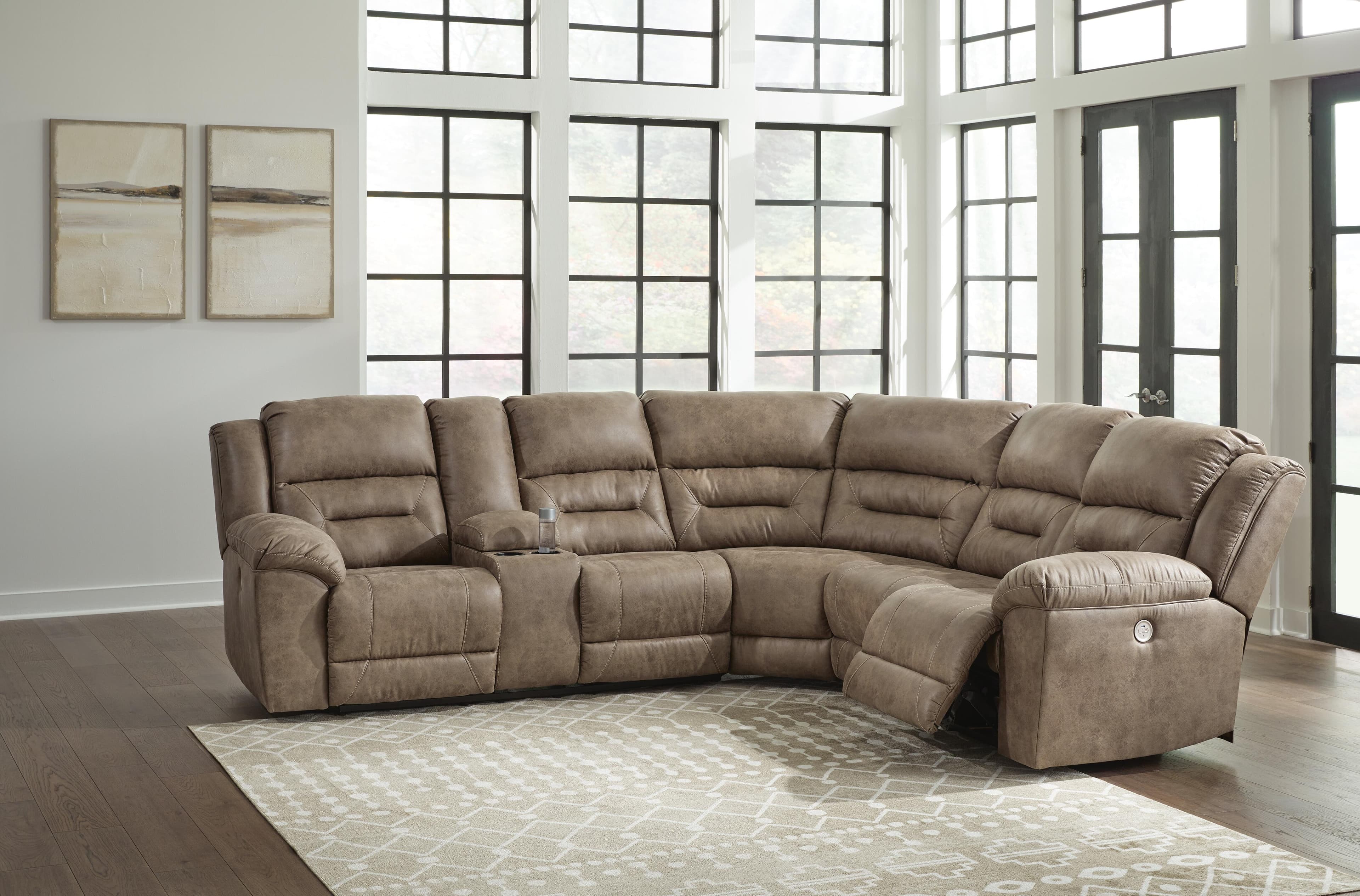 Ravenel 3-Piece Power Reclining Sectional — Brown/Beige — view 2