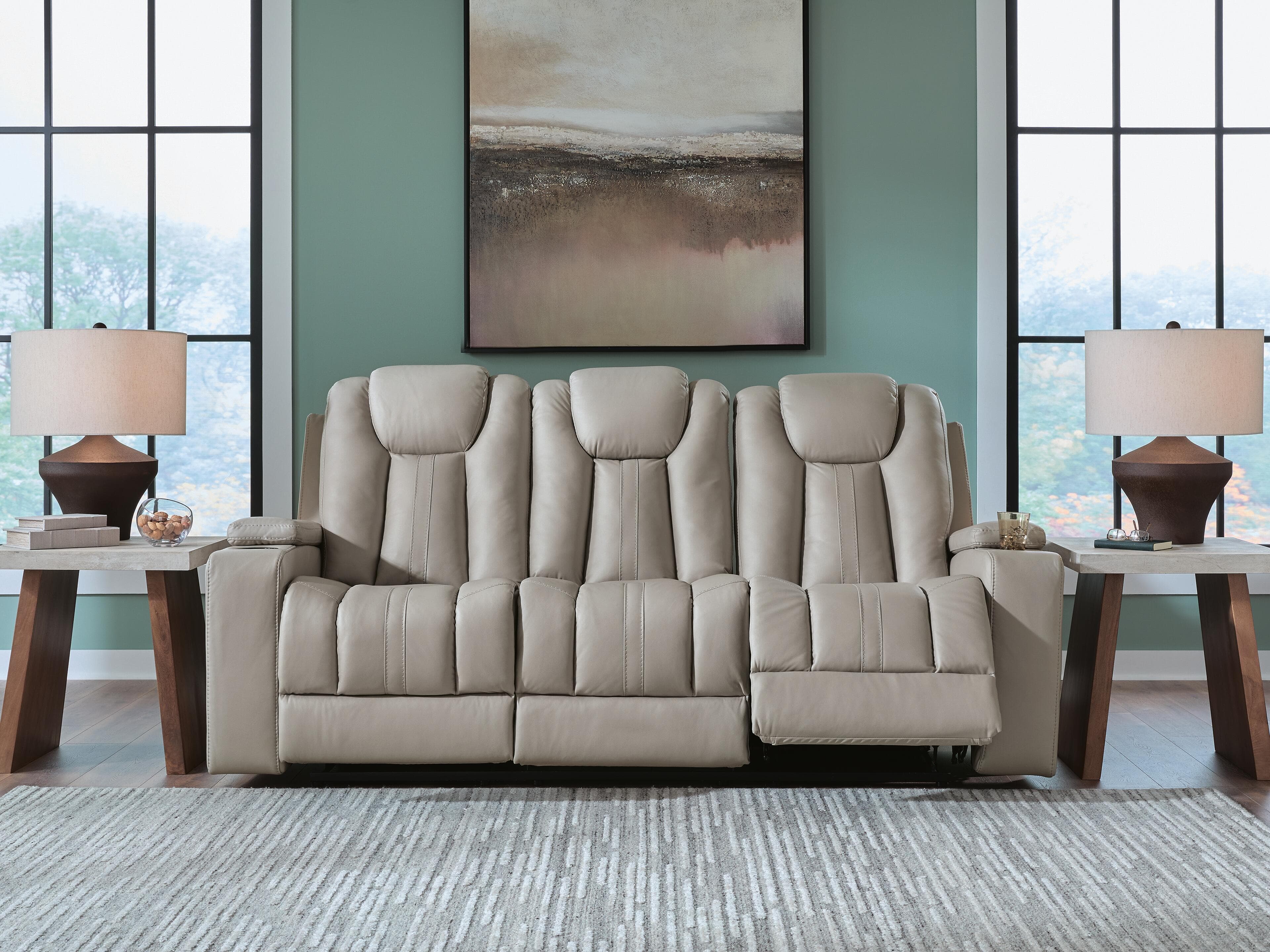 Next Move Reclining Sofa with Drop Down Table — Black/Gray — view 2
