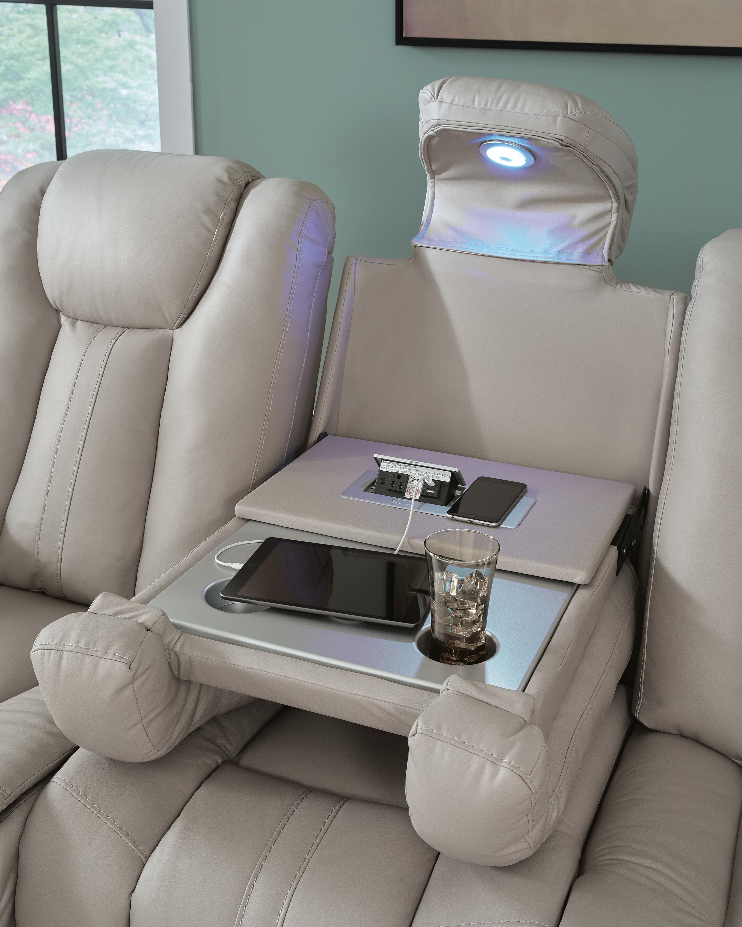 Next Move Reclining Sofa with Drop Down Table — Black/Gray — view 7