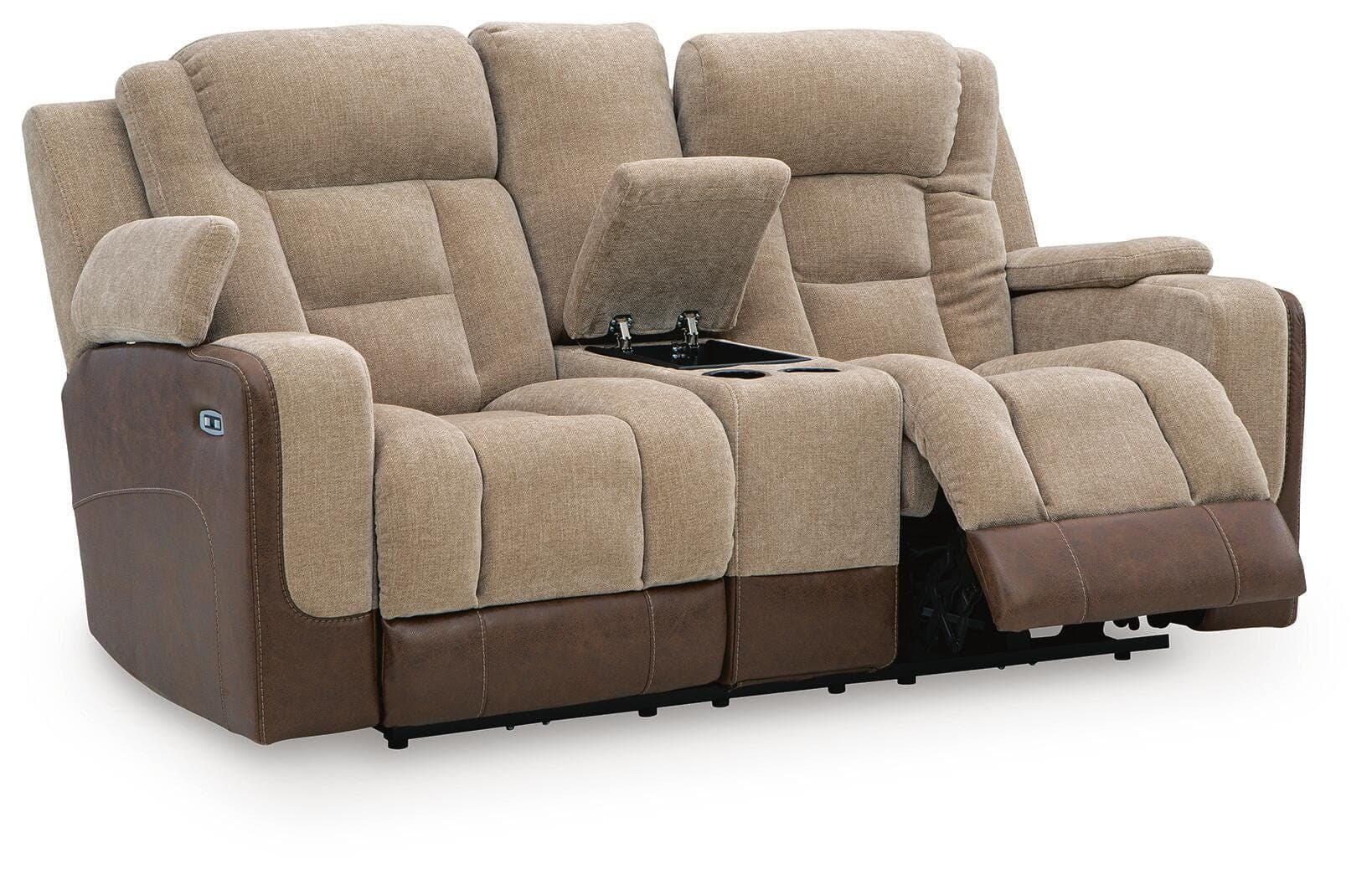 Ultimax Power Reclining Loveseat with Console — Brown/Beige — view 3