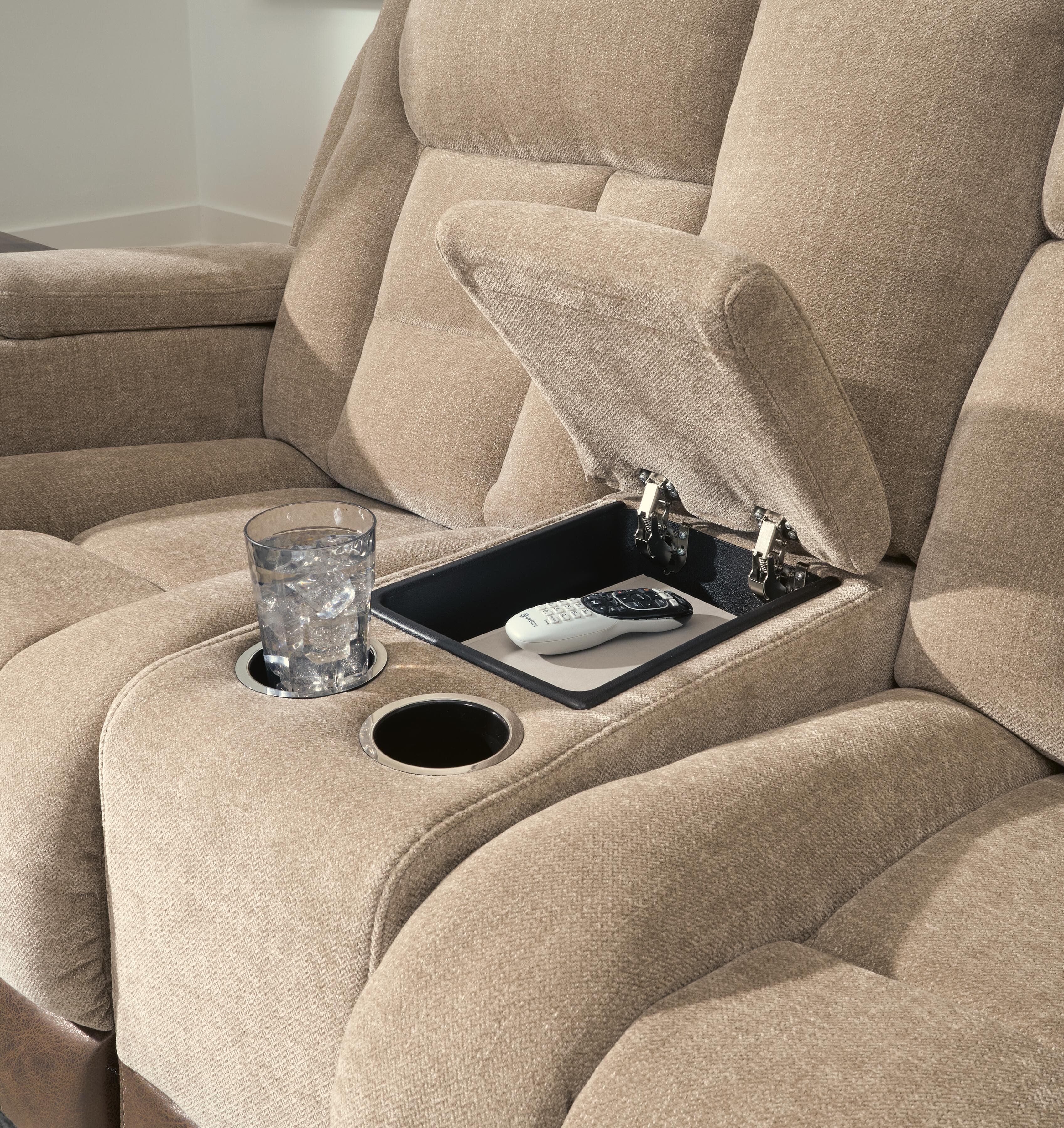 Ultimax Power Reclining Loveseat with Console — Brown/Beige — view 6