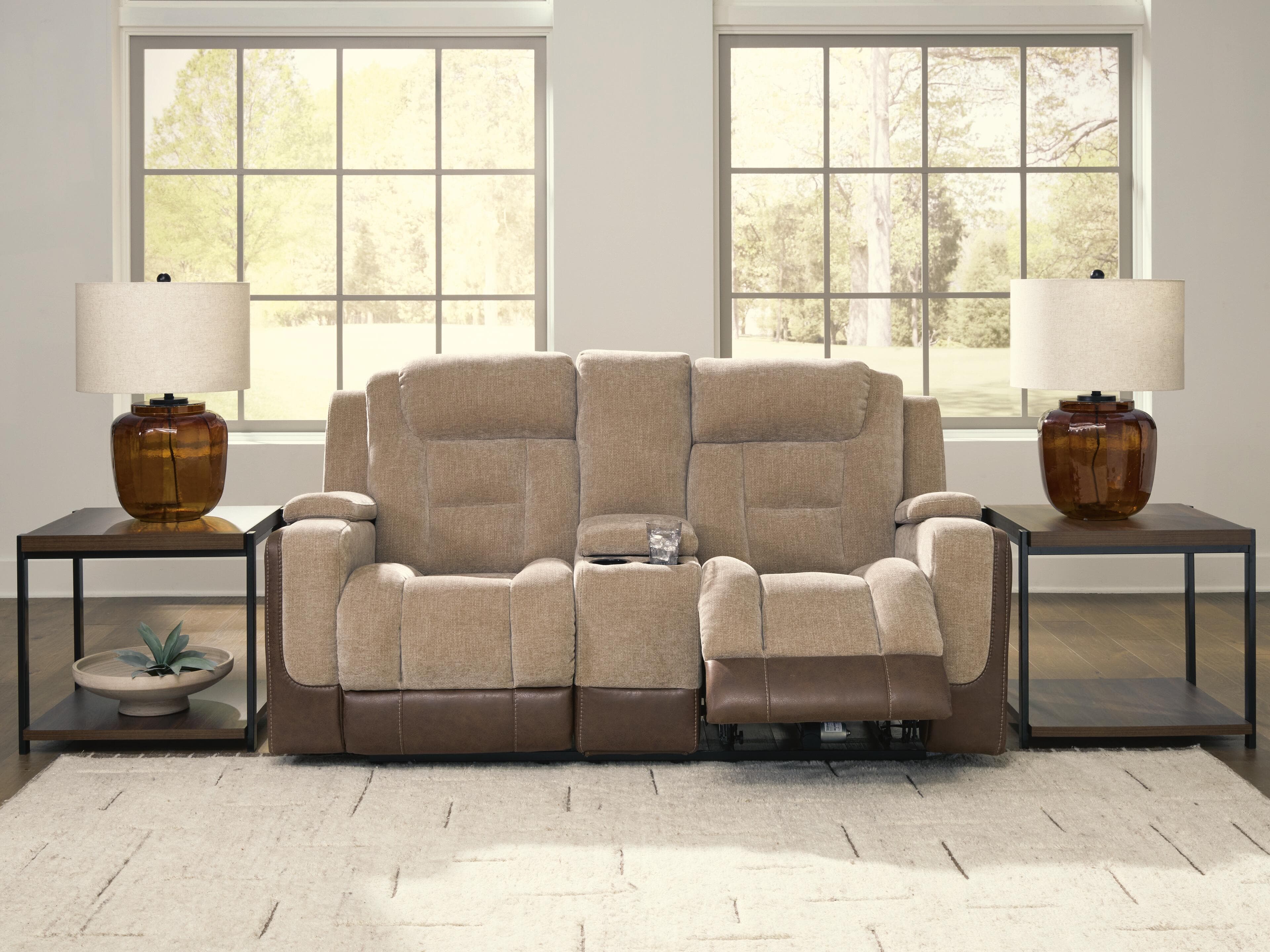 Ultimax Power Reclining Loveseat with Console — Brown/Beige — view 2