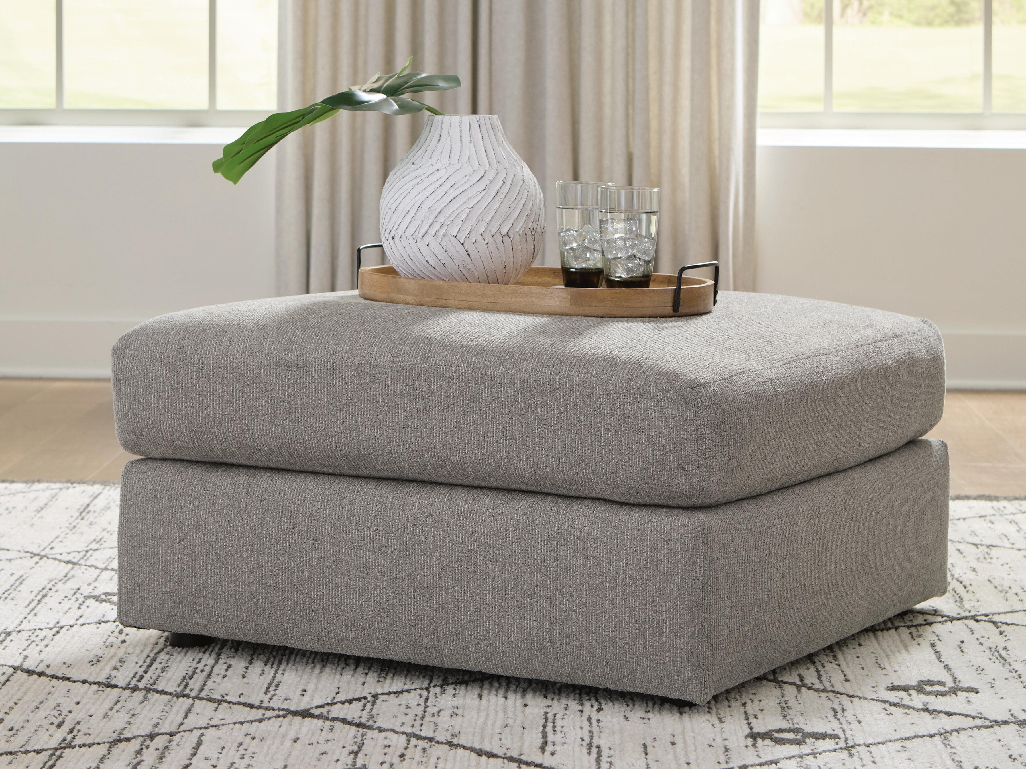 Lindon Oversized Accent Ottoman — Black/Gray — view 2