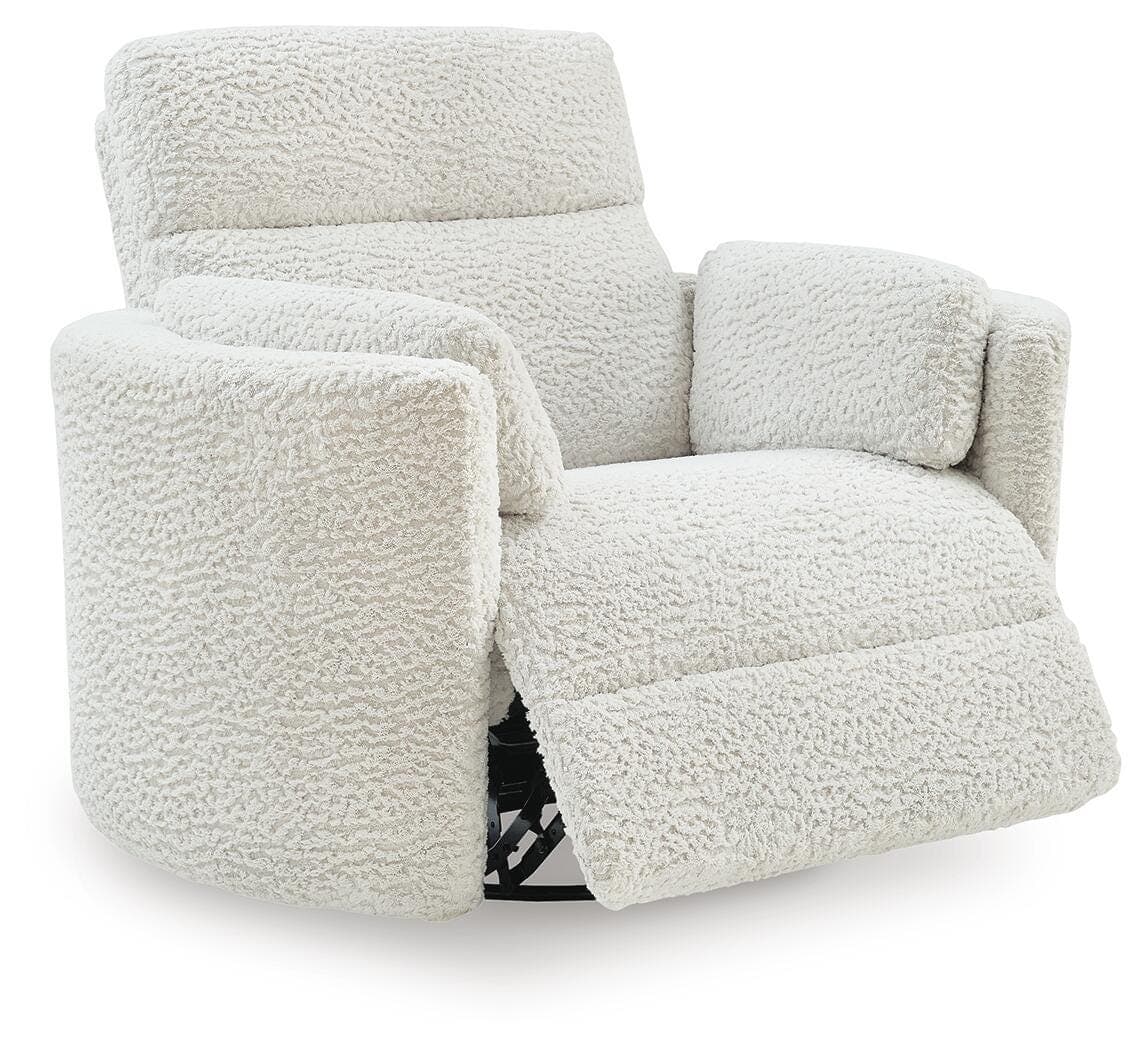 Moonrae Swivel Power Glider Recliner — White — view 3