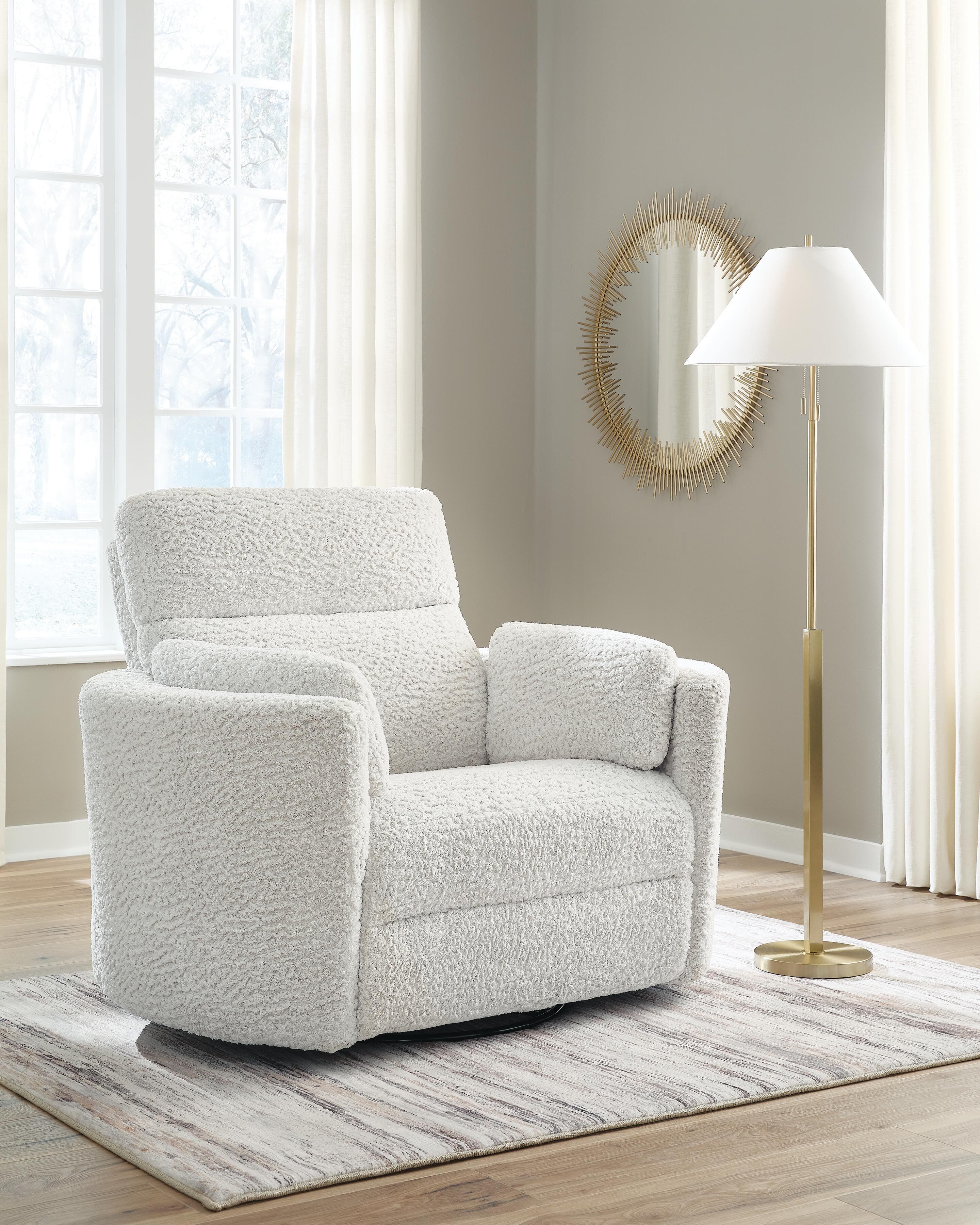 Moonrae Swivel Power Glider Recliner — White — view 2