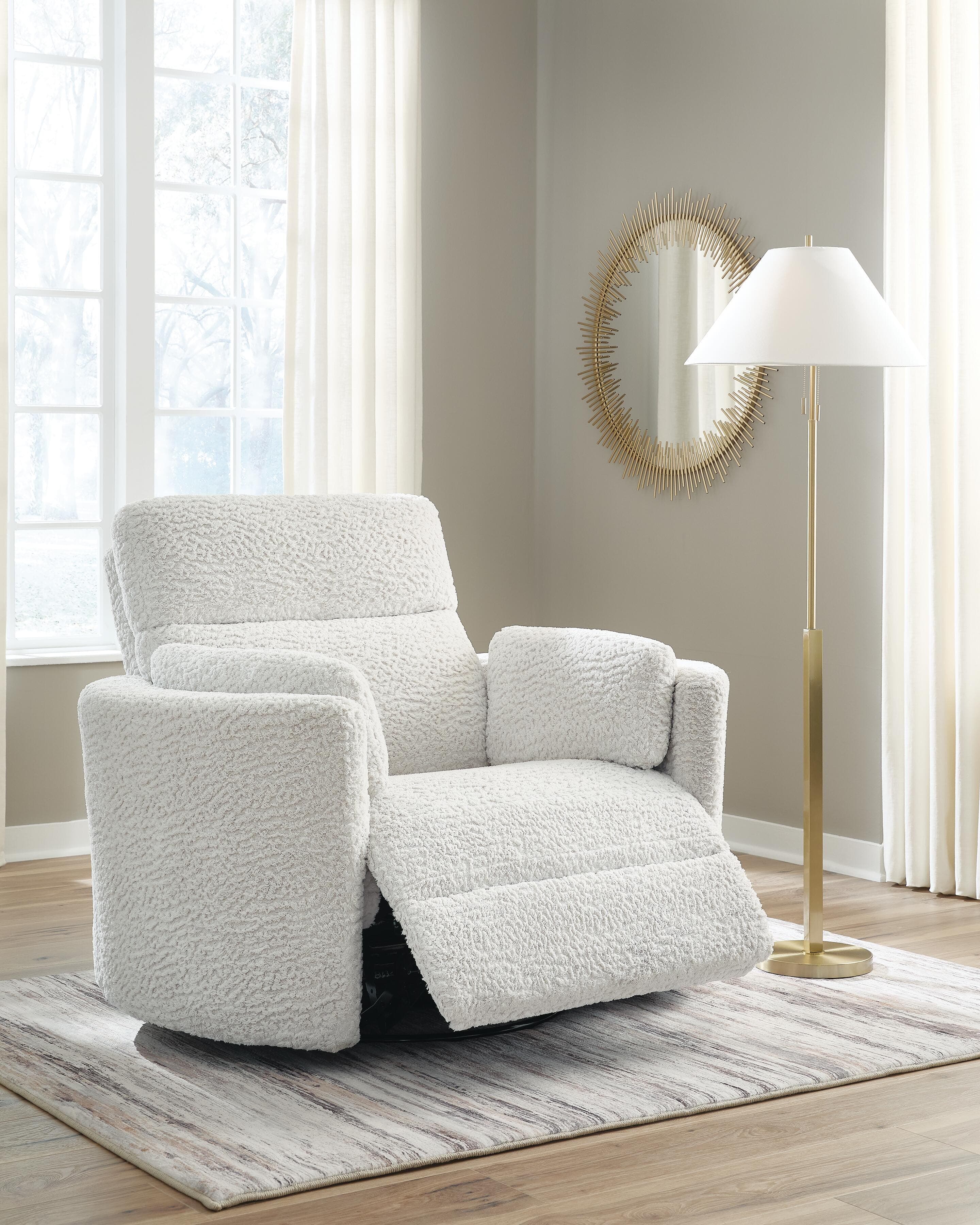 Moonrae Swivel Power Glider Recliner — White — view 6