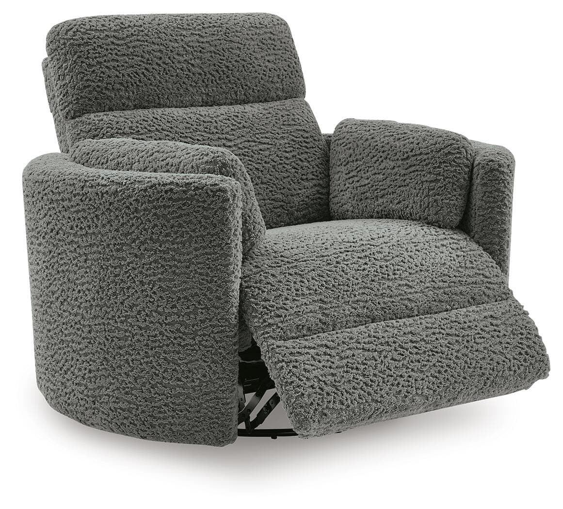 Moonrae Swivel Power Glider Recliner — Black/Gray — view 3