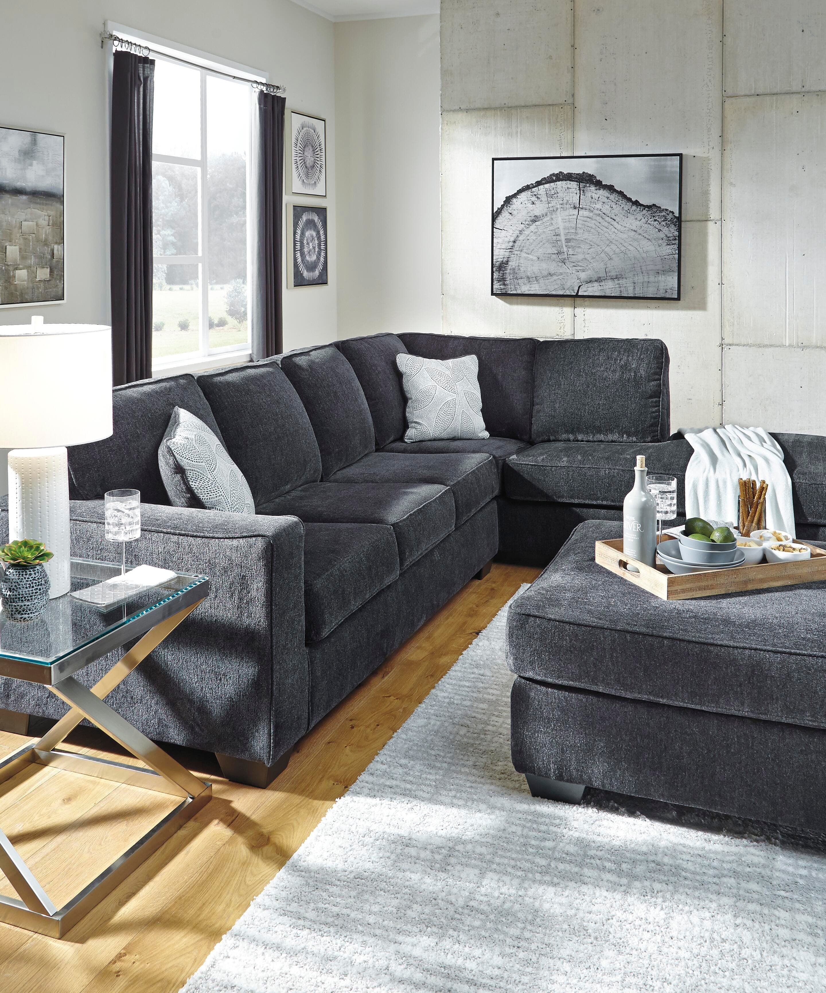 Altari Oversized Accent Ottoman — Black/Gray — view 6