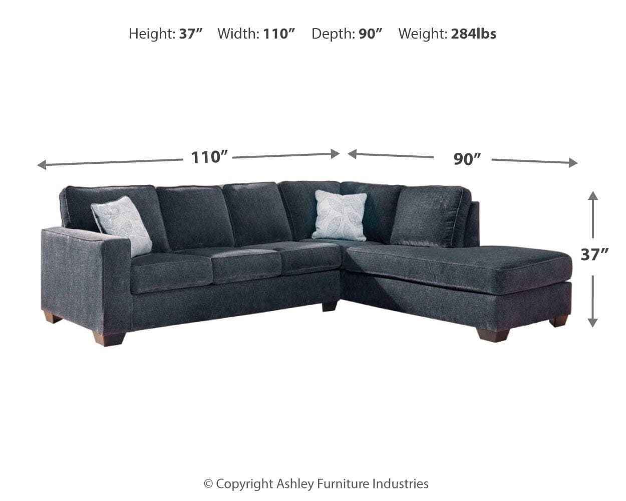 Altari 2-Piece Sleeper Sectional with Chaise — Black/Gray — view 4