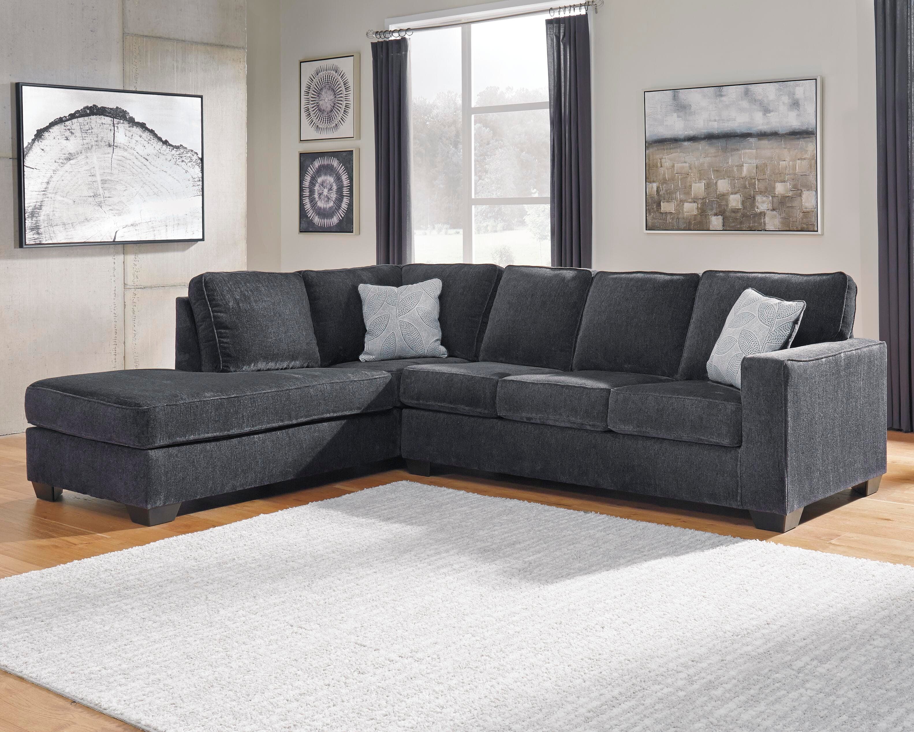 Altari 2-Piece Sleeper Sectional with Chaise — Black/Gray — view 2