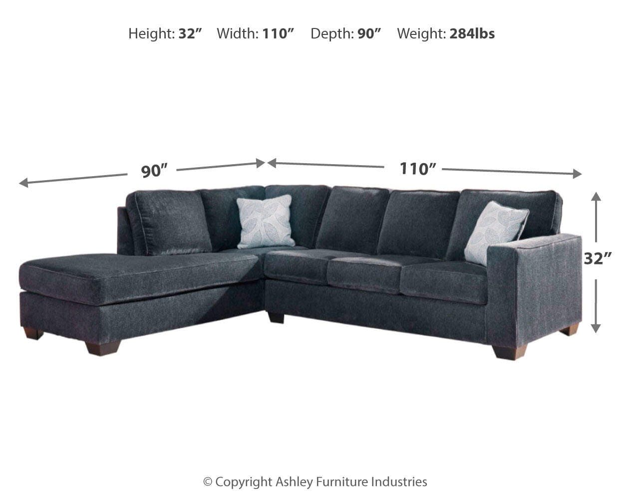 Altari 2-Piece Sleeper Sectional with Chaise — Black/Gray — view 4