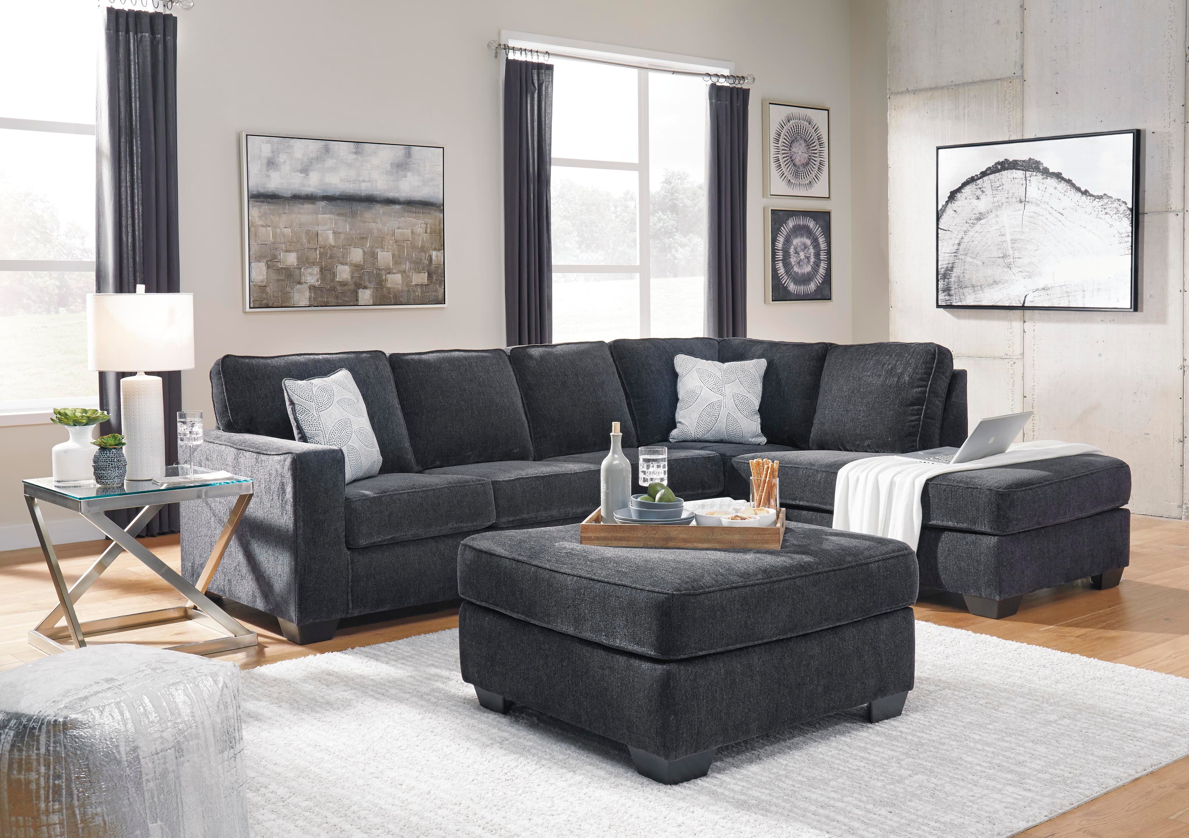 Altari 2-Piece Sleeper Sectional with Chaise — Black/Gray — view 5
