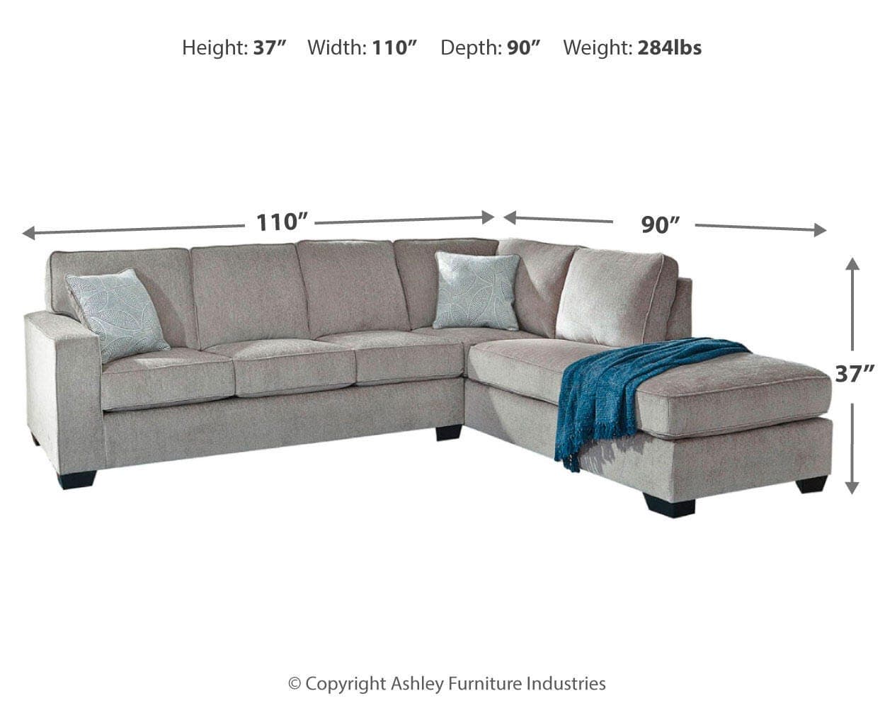 Altari 2-Piece Sleeper Sectional with Chaise — Black/Gray — view 4