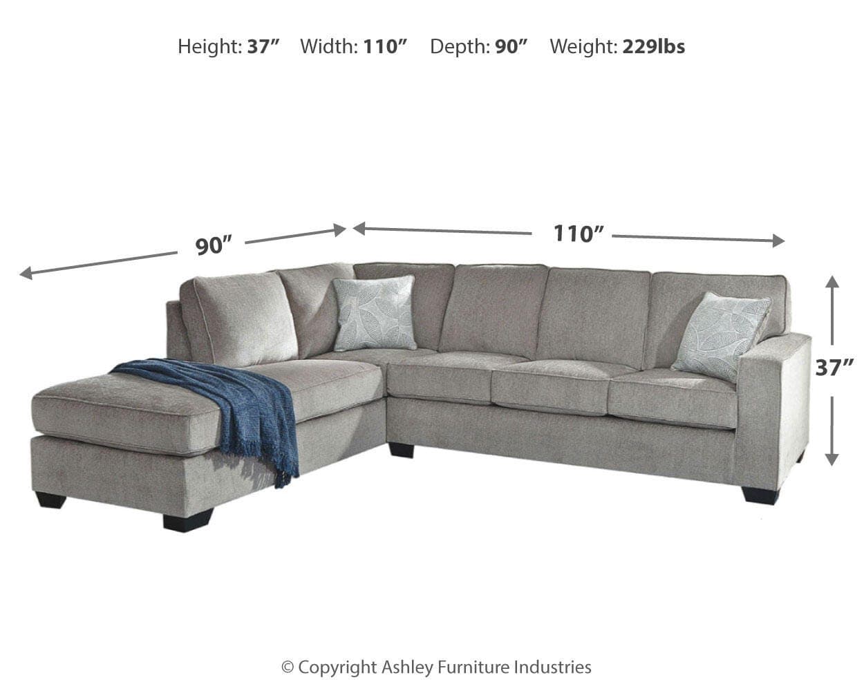 Altari 2-Piece Sectional with Chaise — Black/Gray — view 4