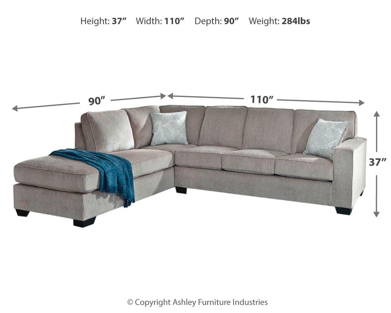 Altari 2-Piece Sleeper Sectional with Chaise — Black/Gray — view 4