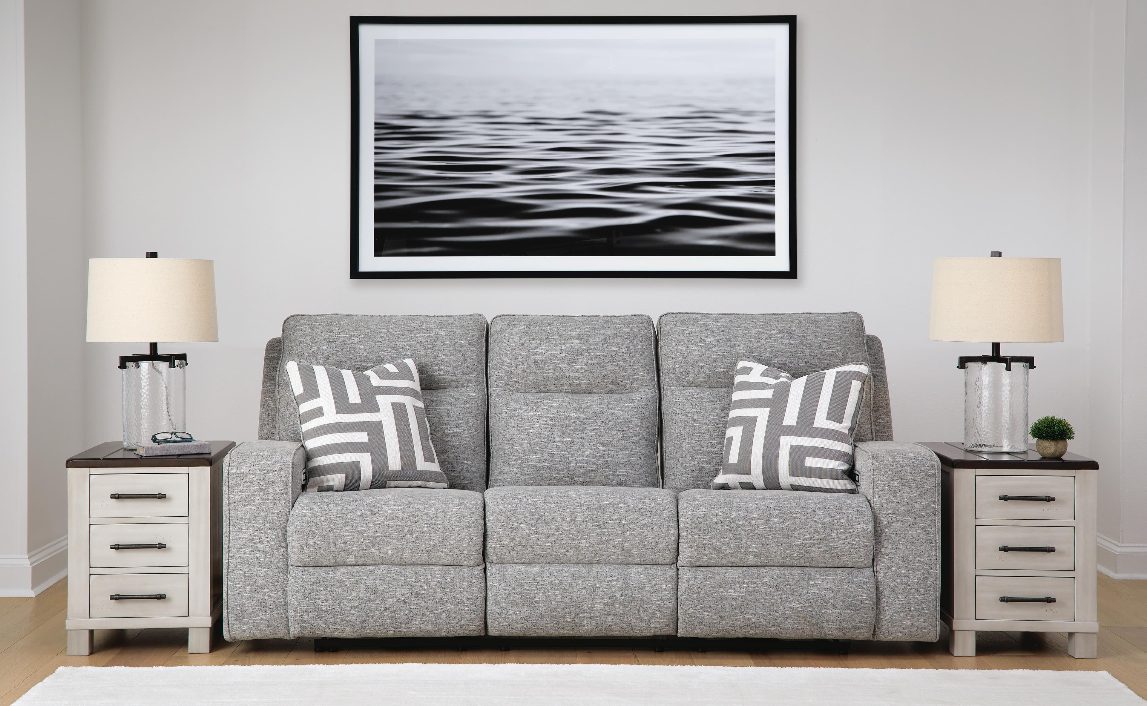 Biscoe Power Reclining Sofa — Black/Gray — view 2