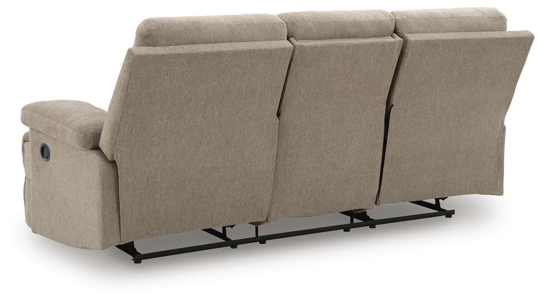 Tarrant Reclining Sofa with Drop Down Table — Brown/Beige — view 7