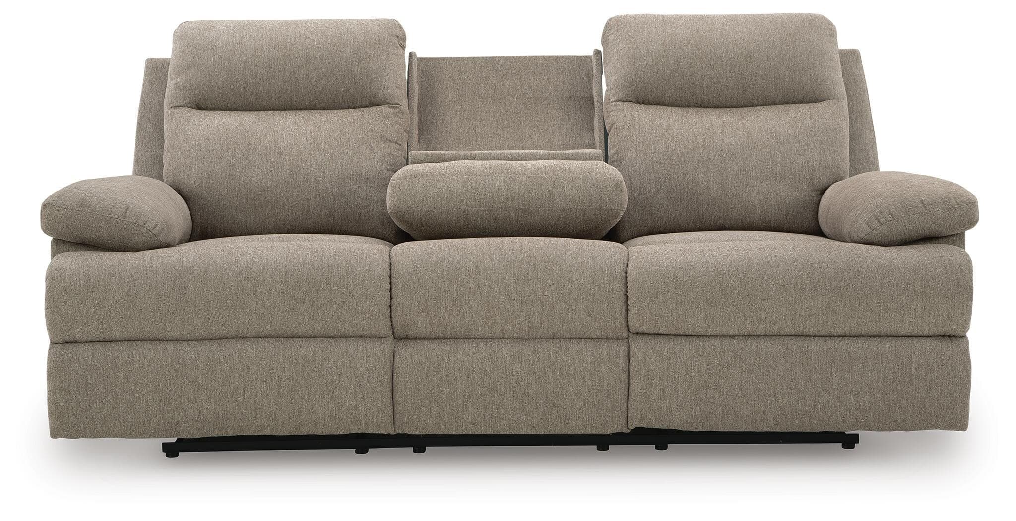 Tarrant Reclining Sofa with Drop Down Table — Brown/Beige — view 5