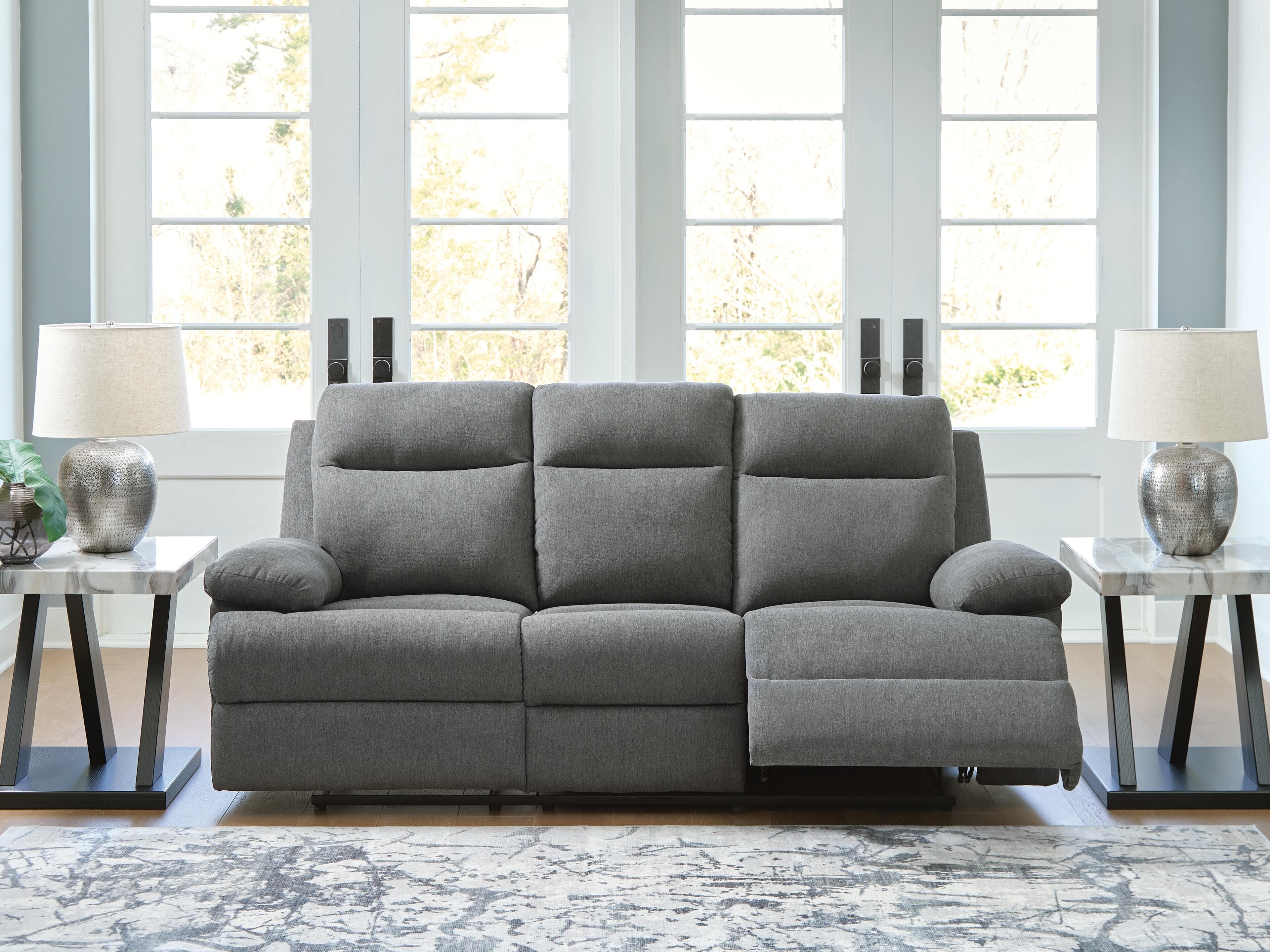 Tarrant Reclining Sofa with Drop Down Table — Black/Gray — view 2