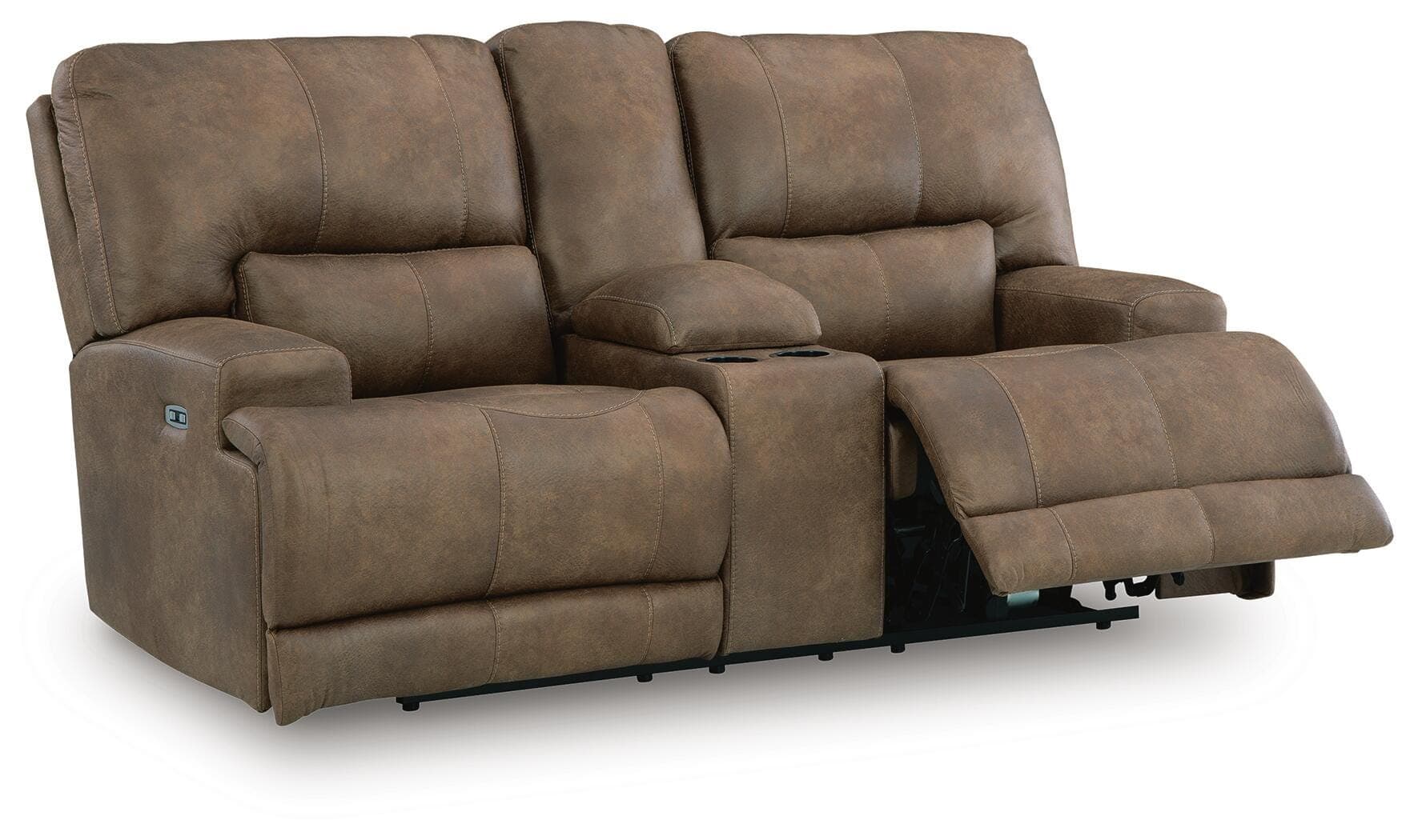 Time-Piece Power Reclining Loveseat with Console — Brown/Beige — view 3