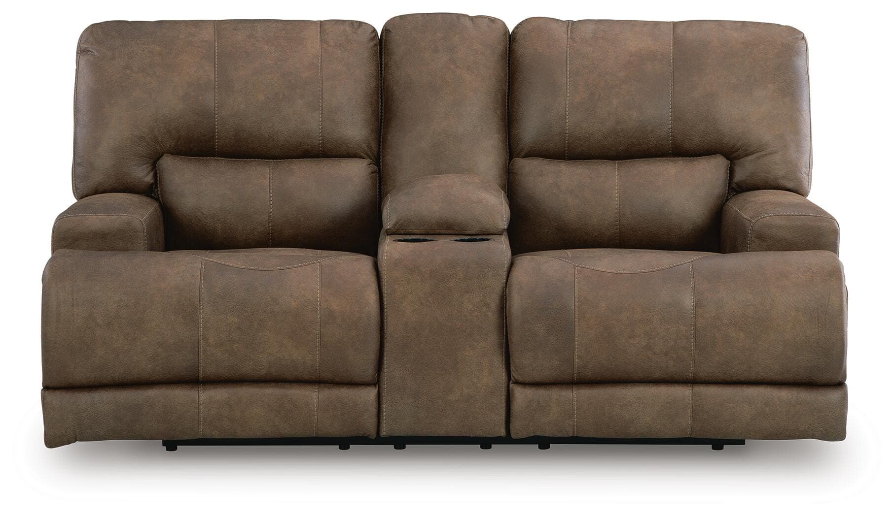 Time-Piece Power Reclining Loveseat with Console — Brown/Beige — view 4