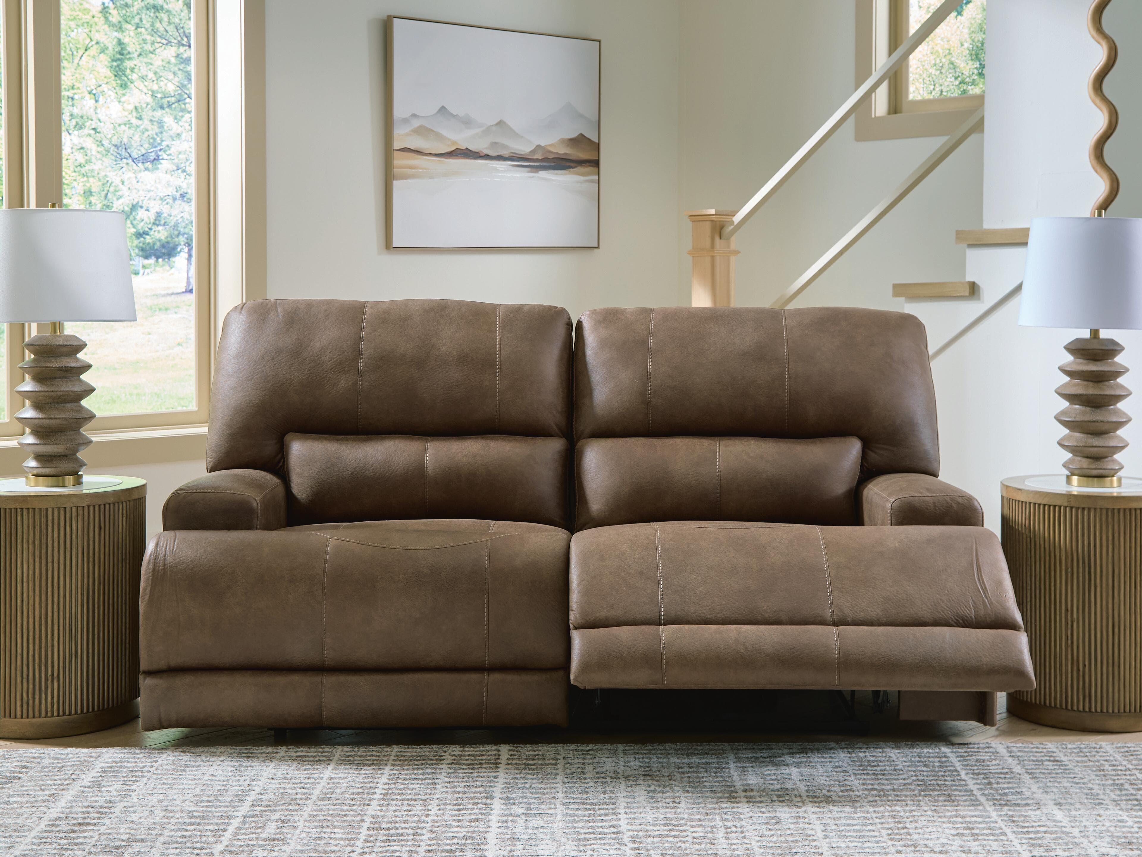 Time-Piece Power Reclining Sofa — Brown/Beige — view 6
