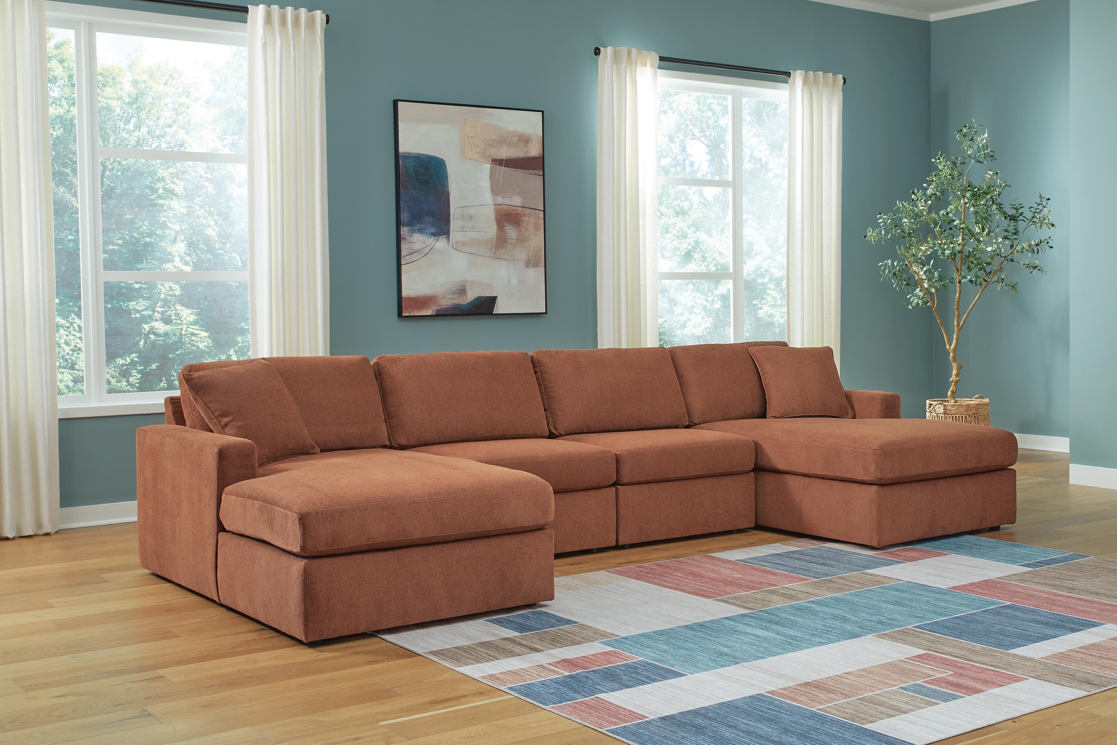 Modmax 4-Piece Sectional with Chaise — Orange — view 2